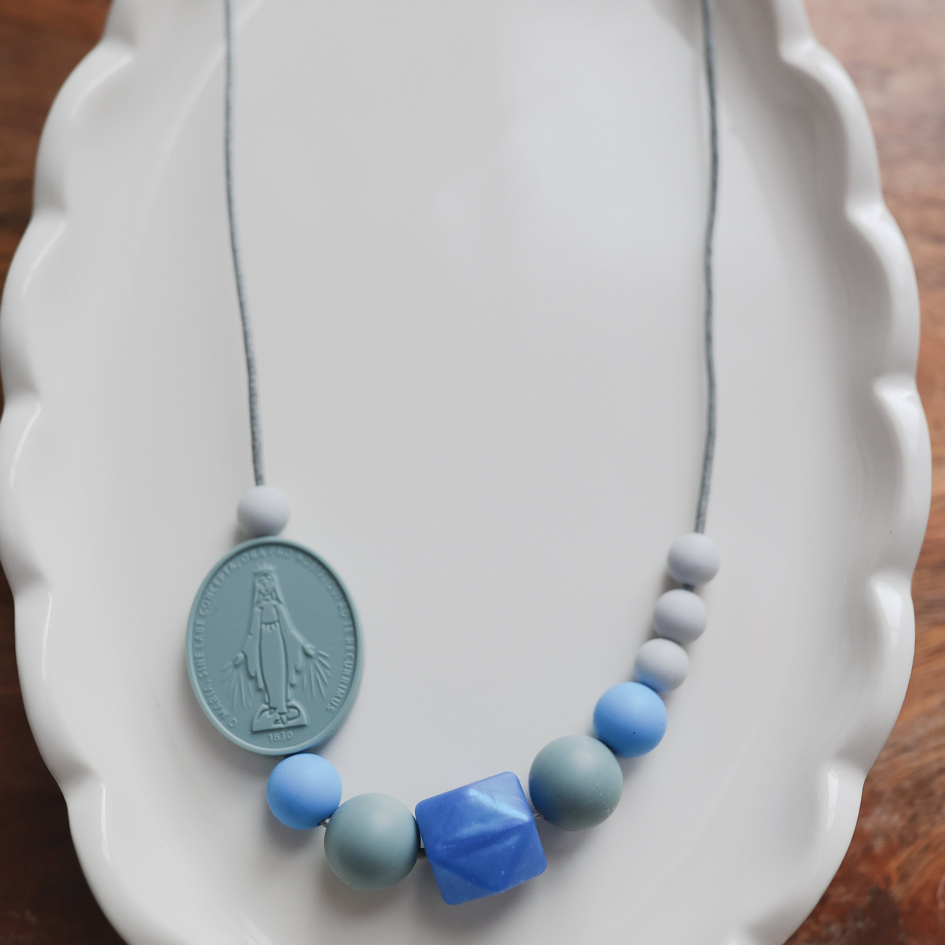 Mother Mary Mama Necklace | Blue