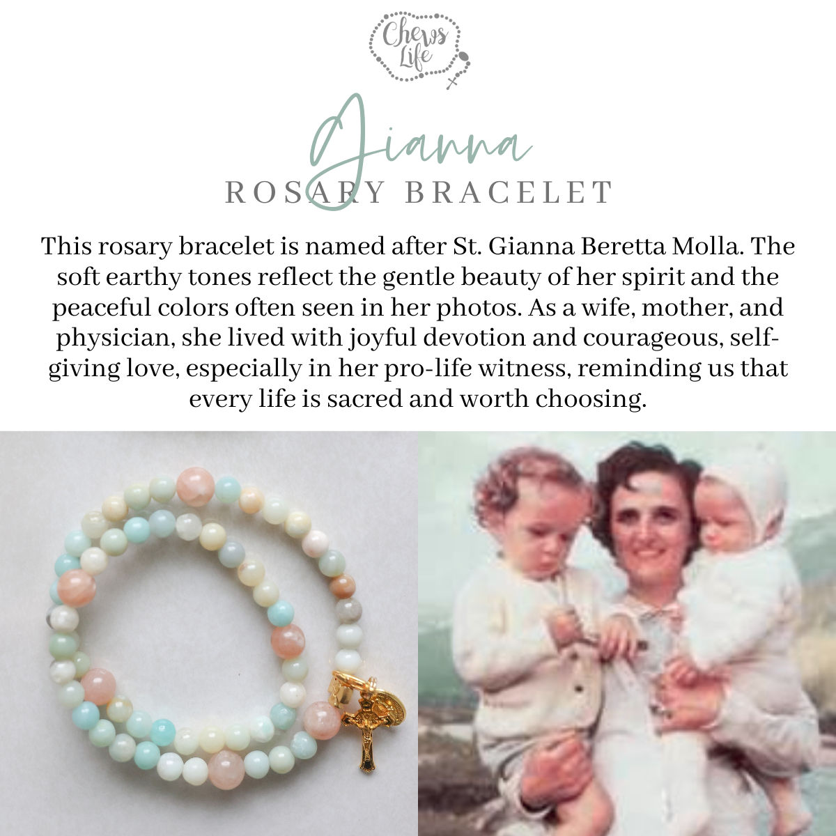 Gianna | Stretch & Wrap Rosary Bracelet