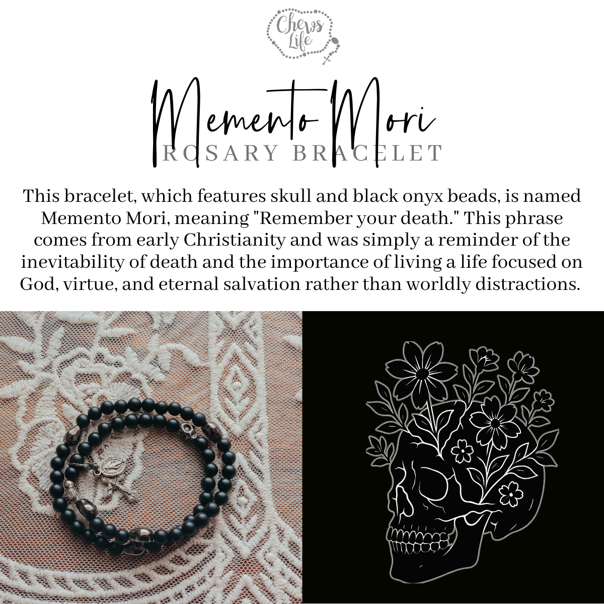 Memento Mori | Stretch and Wrap Rosary Bracelet