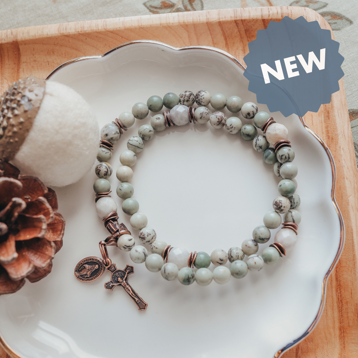 Saint Francis | Chews Life Gemstone Double Wrap Rosary Bracelet | Fall Collection