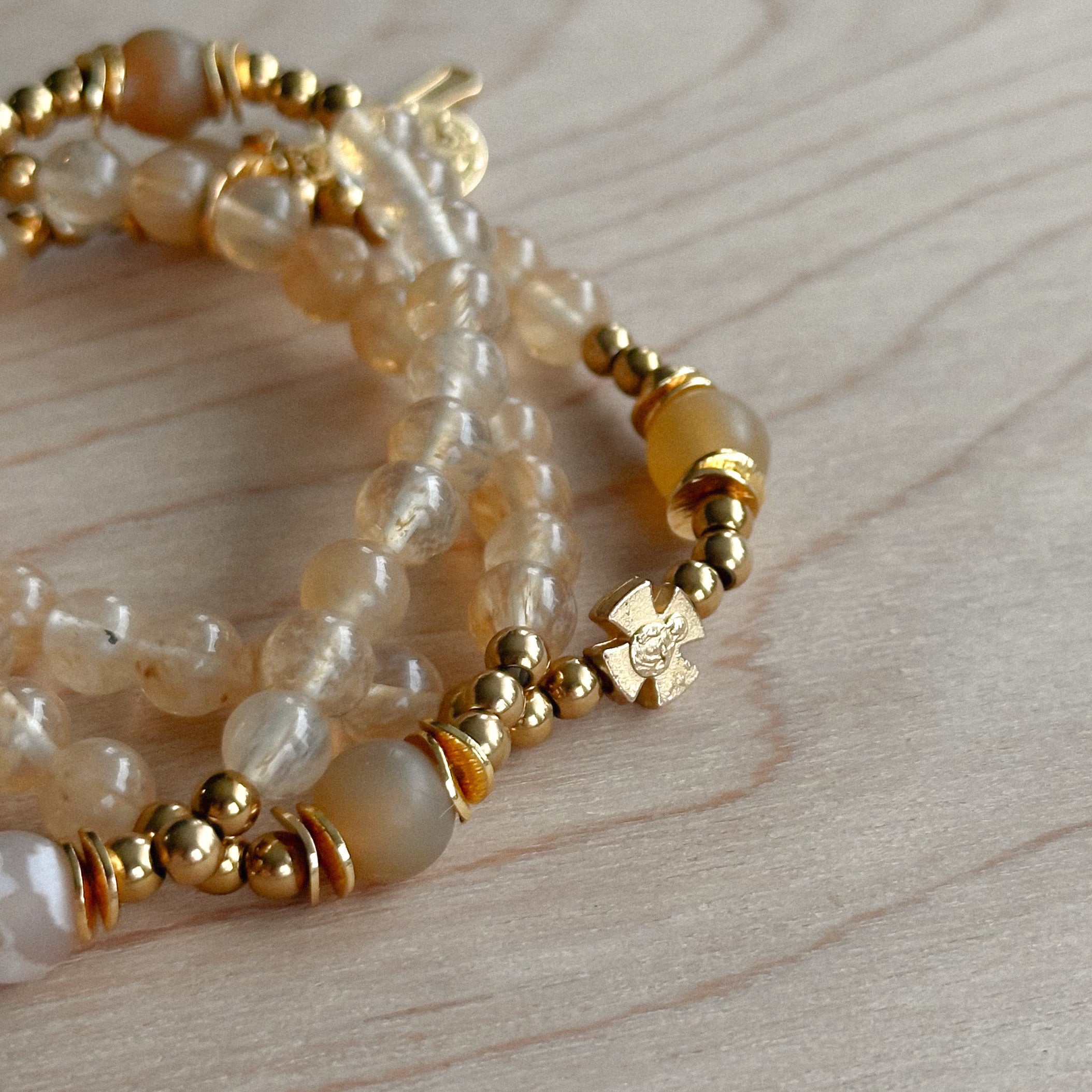 Our Lady of the Golden Heart Triple Wrap Rosary Bracelet | Spring Visionary Collection