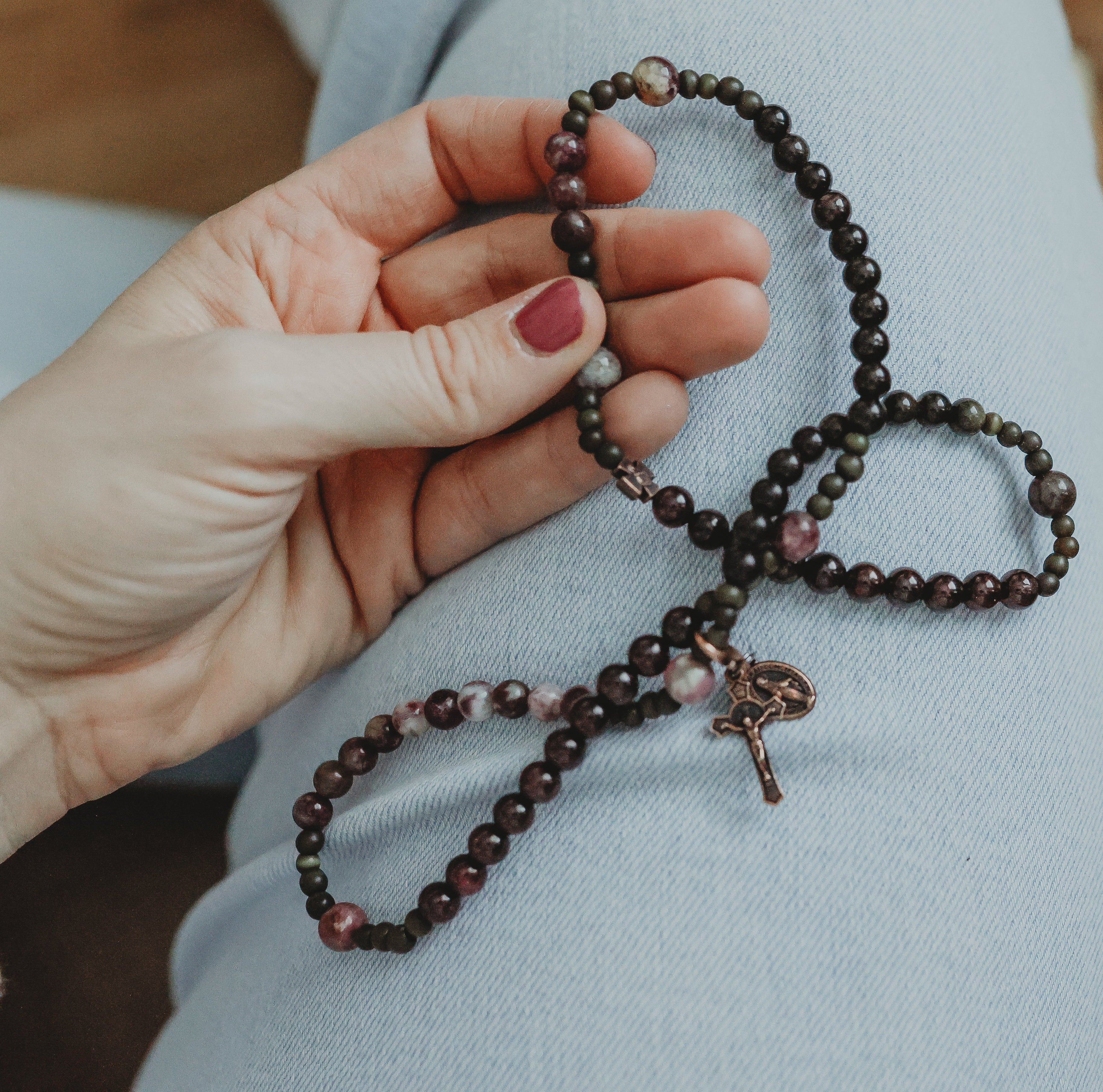 Lenten Triple Wrap Rosary Bracelet
