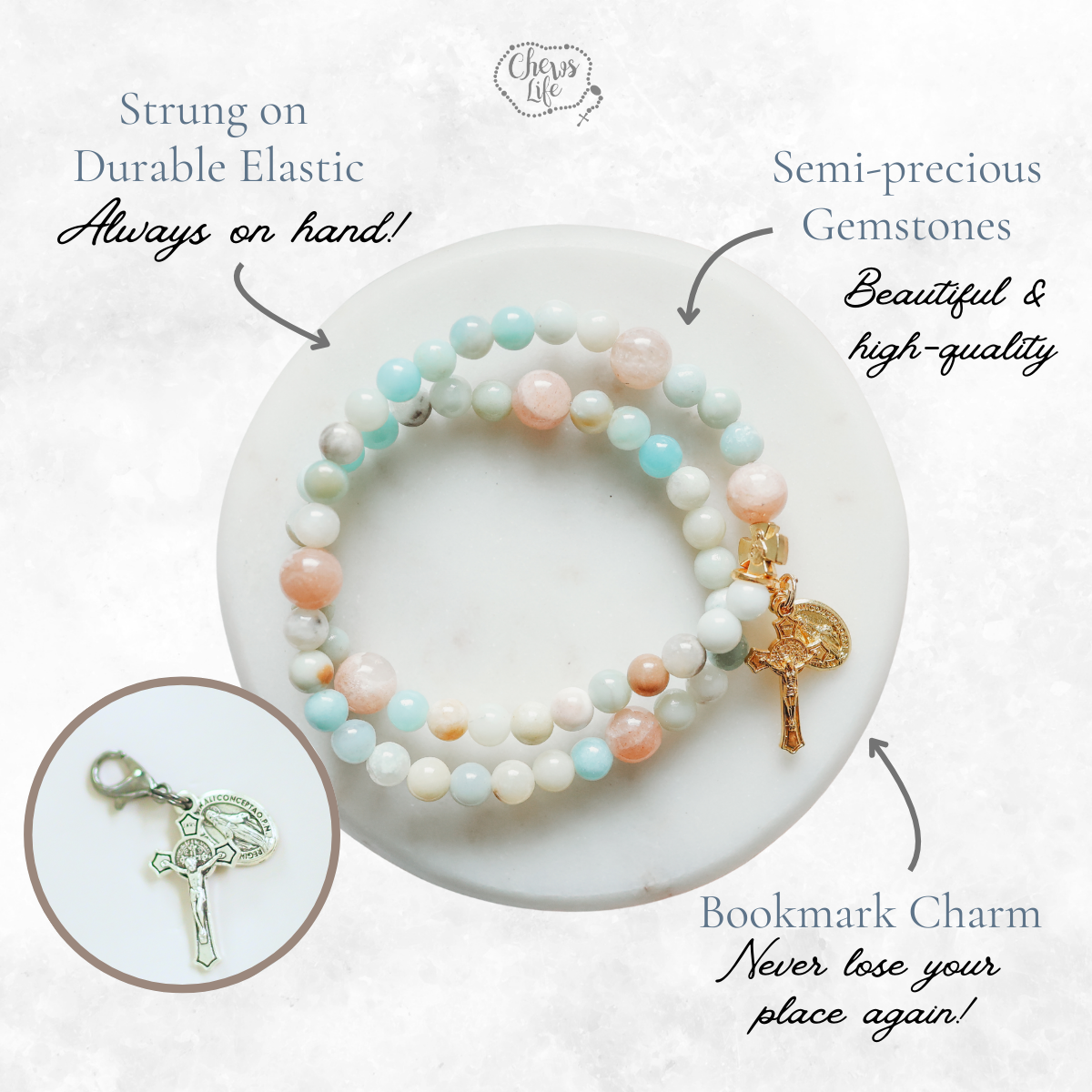 Gianna | Stretch & Wrap Rosary Bracelet