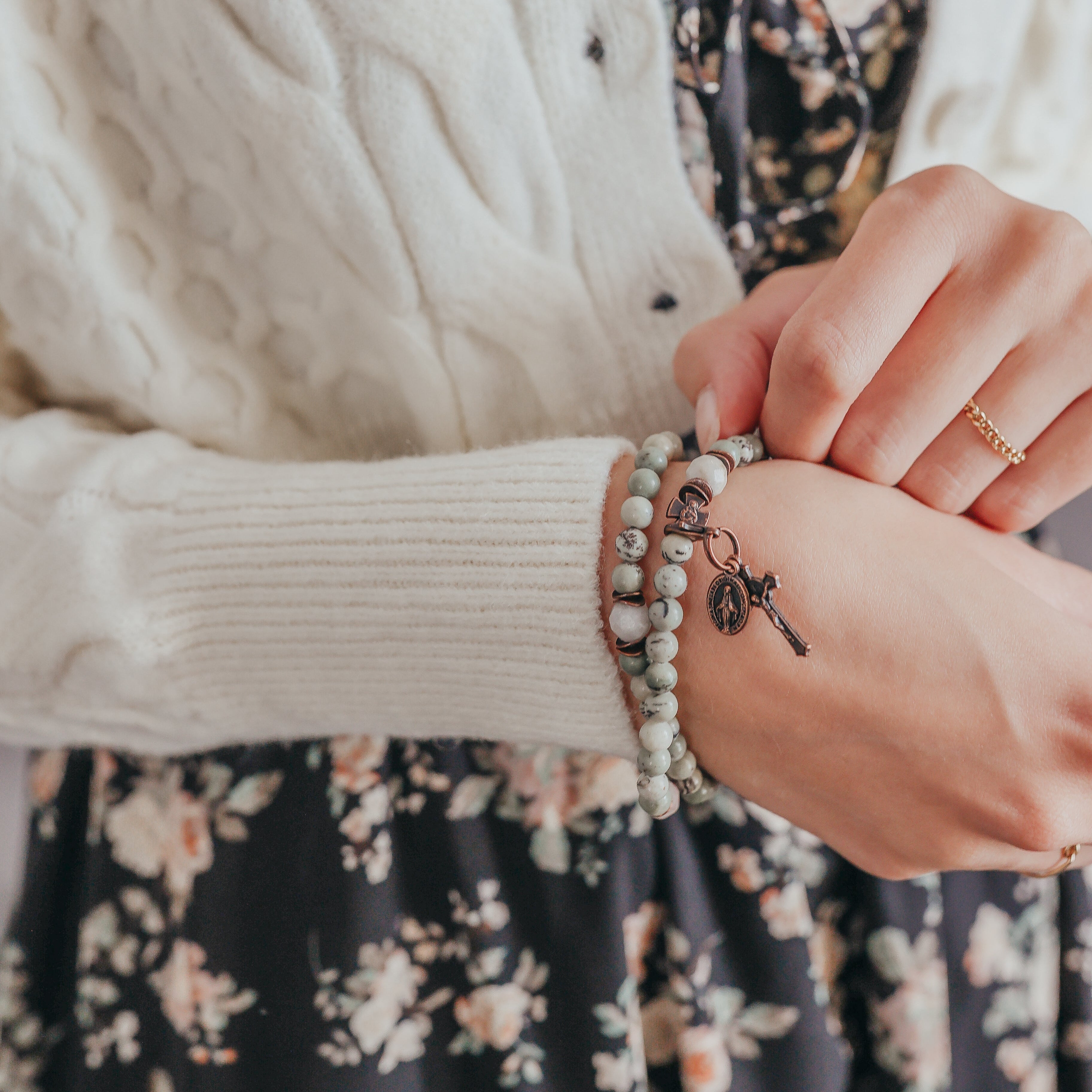 Saint Francis | Chews Life Gemstone Double Wrap Rosary Bracelet | Fall Collection
