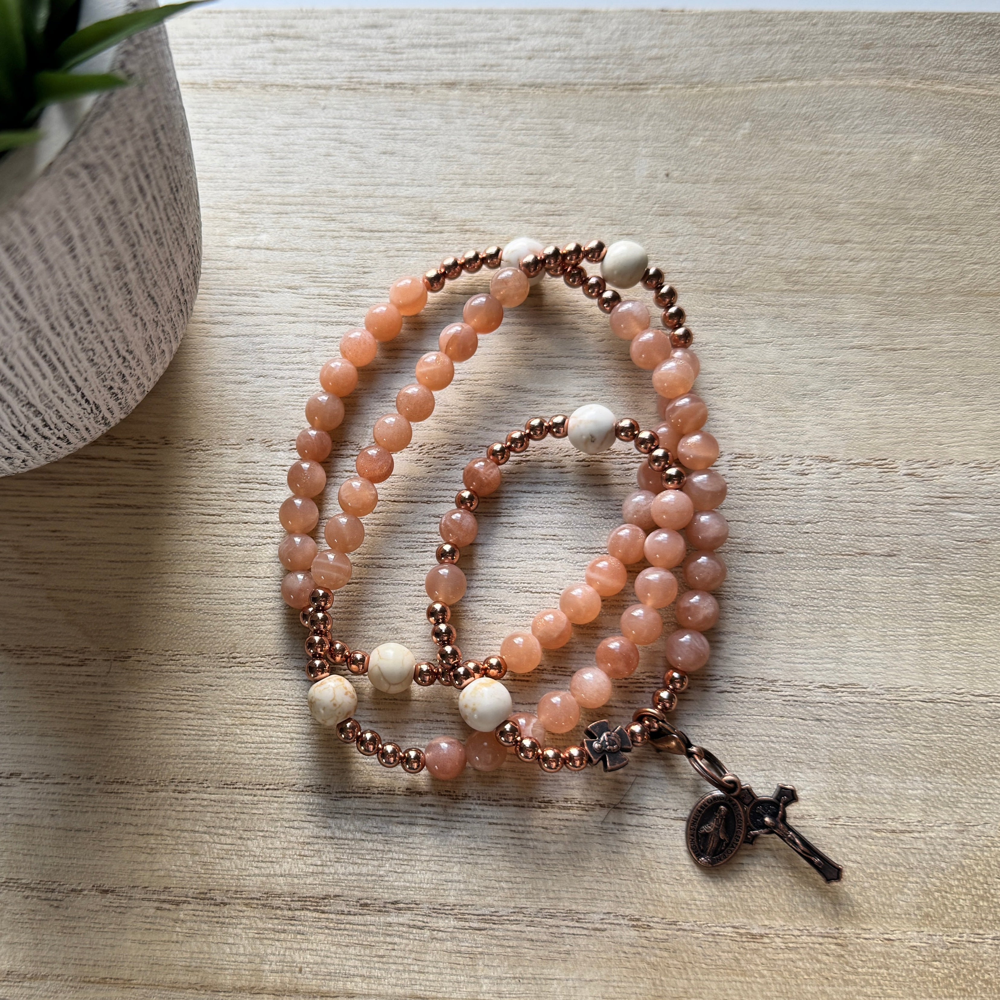 Shower of Roses | Triple Wrap Rosary Bracelet | Small-Medium