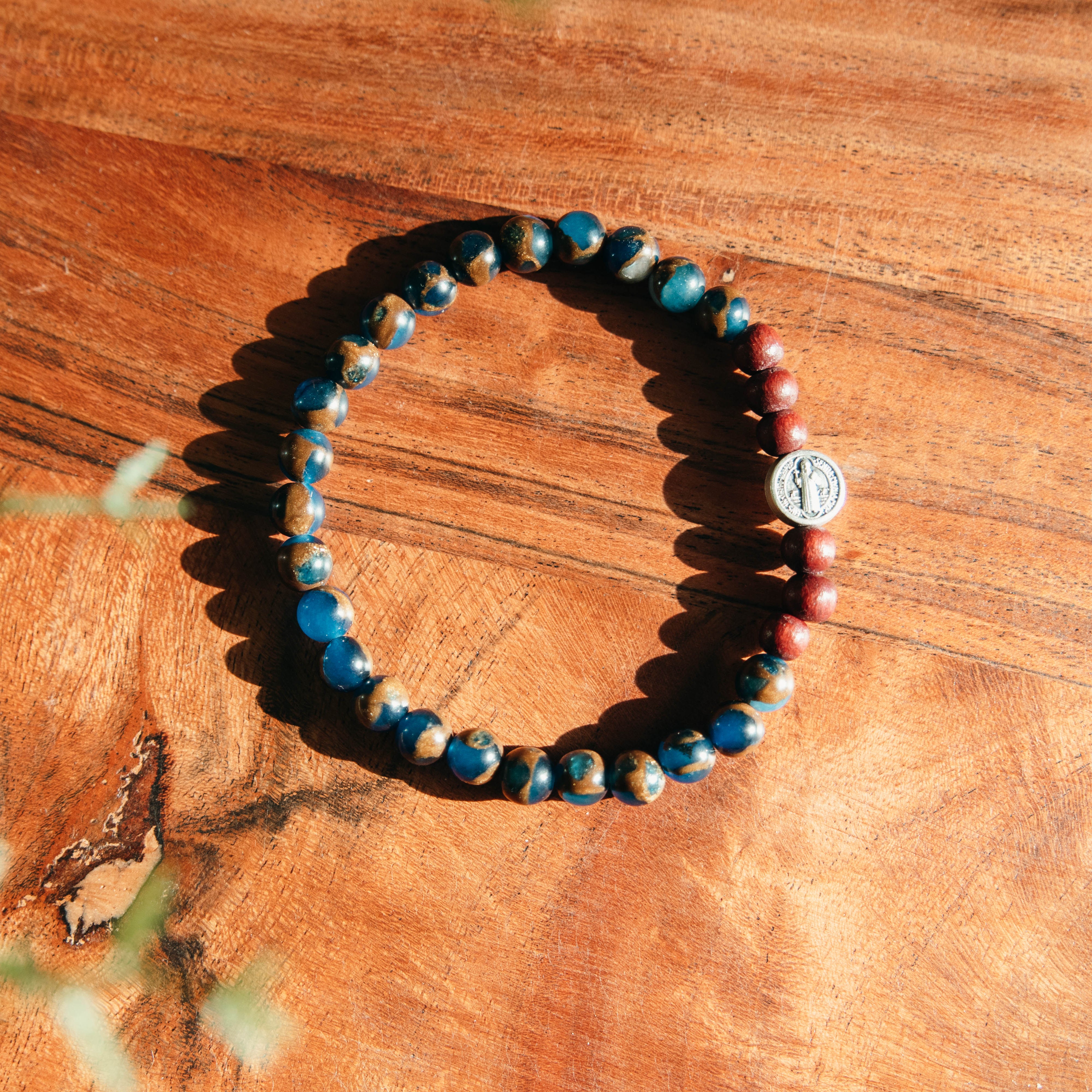 Hope Began Gemstone Bracelet | St. Benedict Medal | Medium