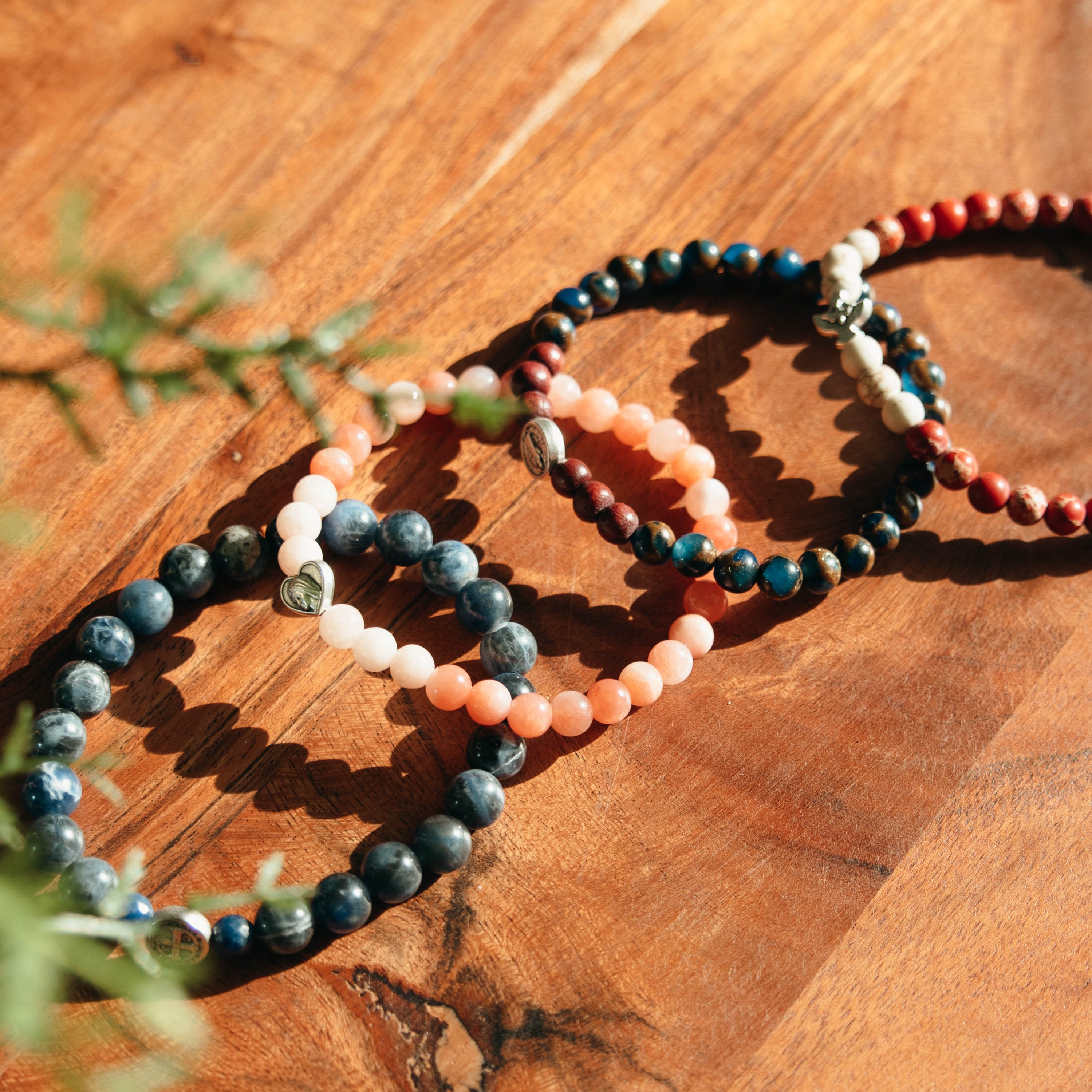 Hope Began Gemstone Bracelet | St. Benedict Medal | Large