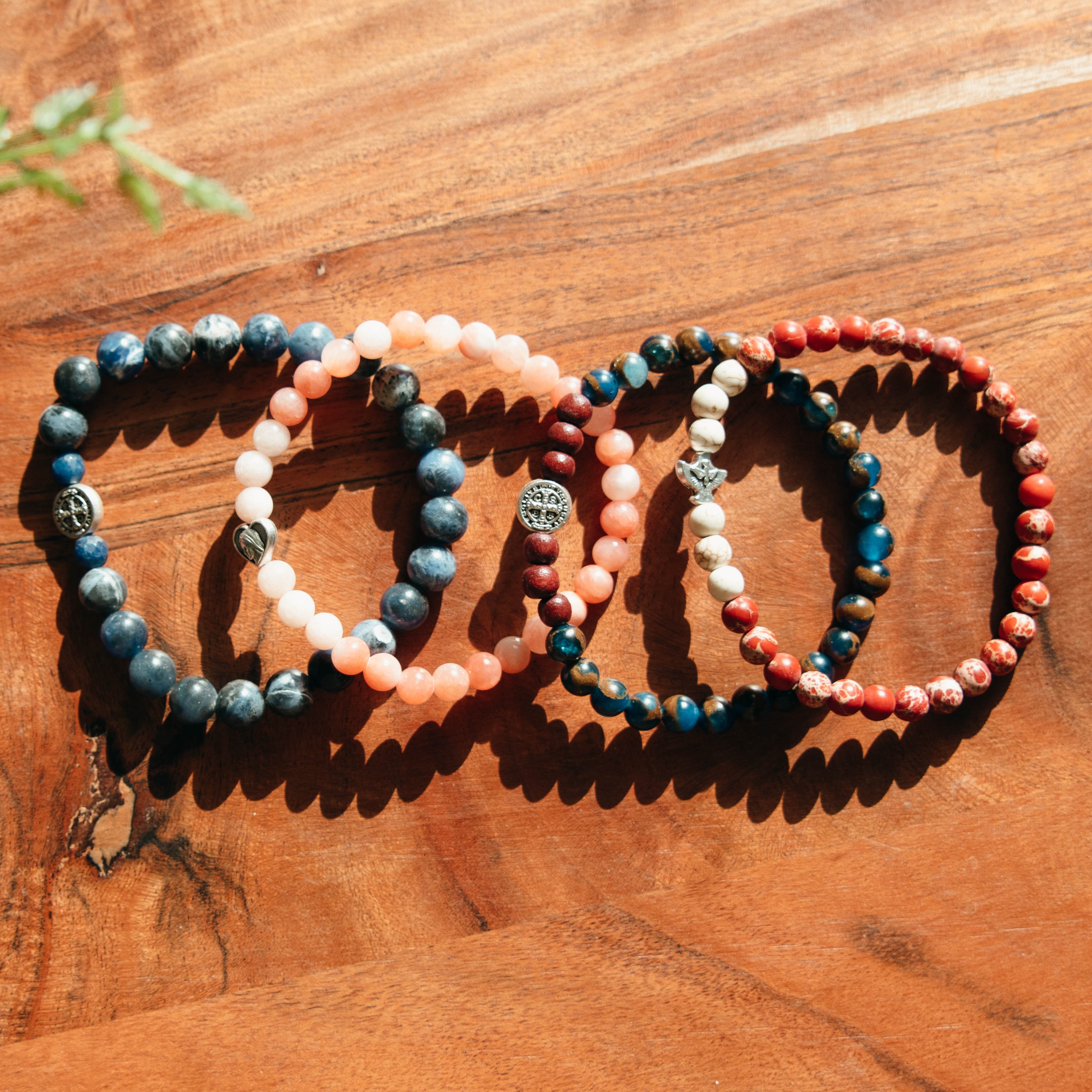 Hope Began Gemstone Bracelet | St. Benedict Medal | Large