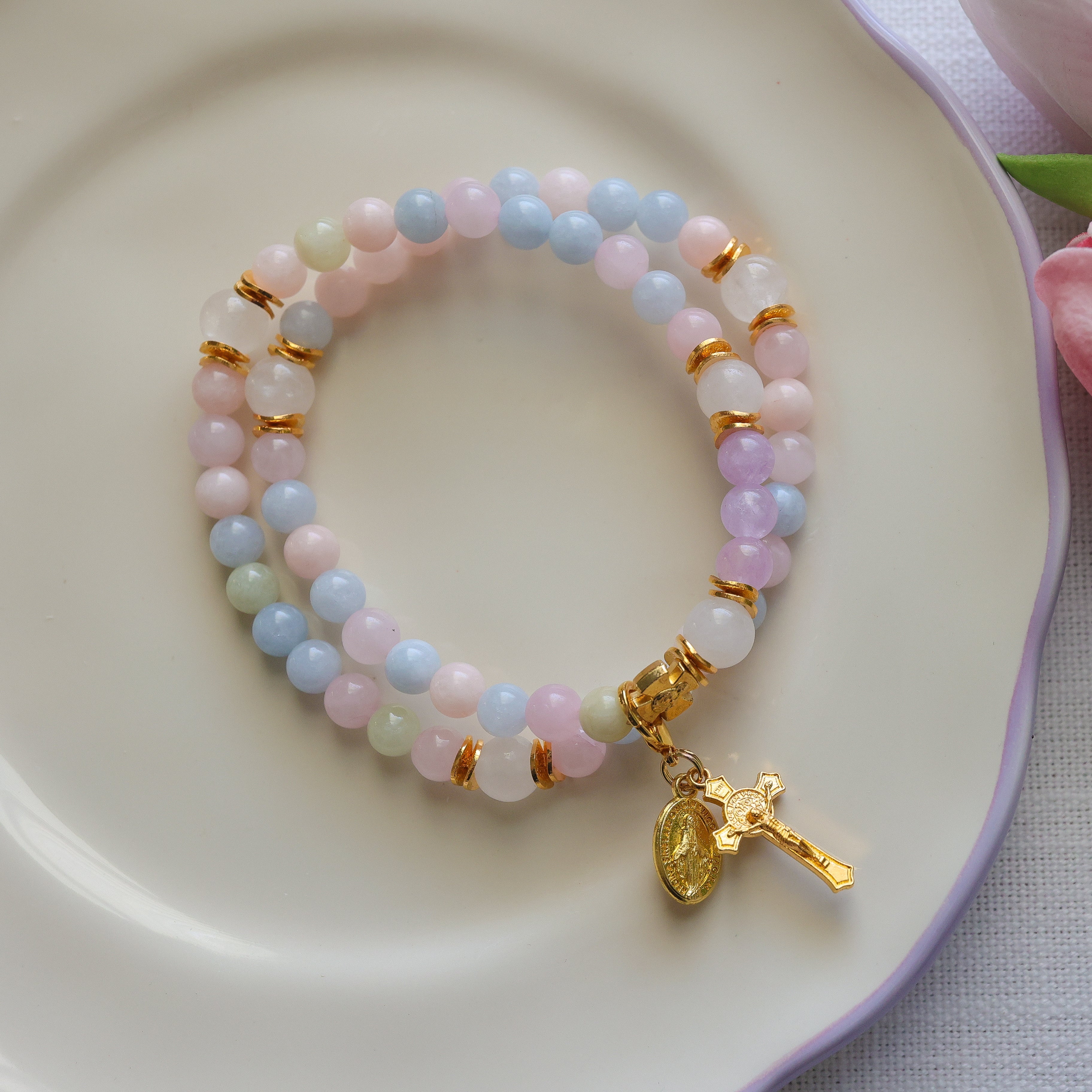 Rainbow Mama | Stretch & Wrap Rosary Bracelet | Limited Edition | Gold