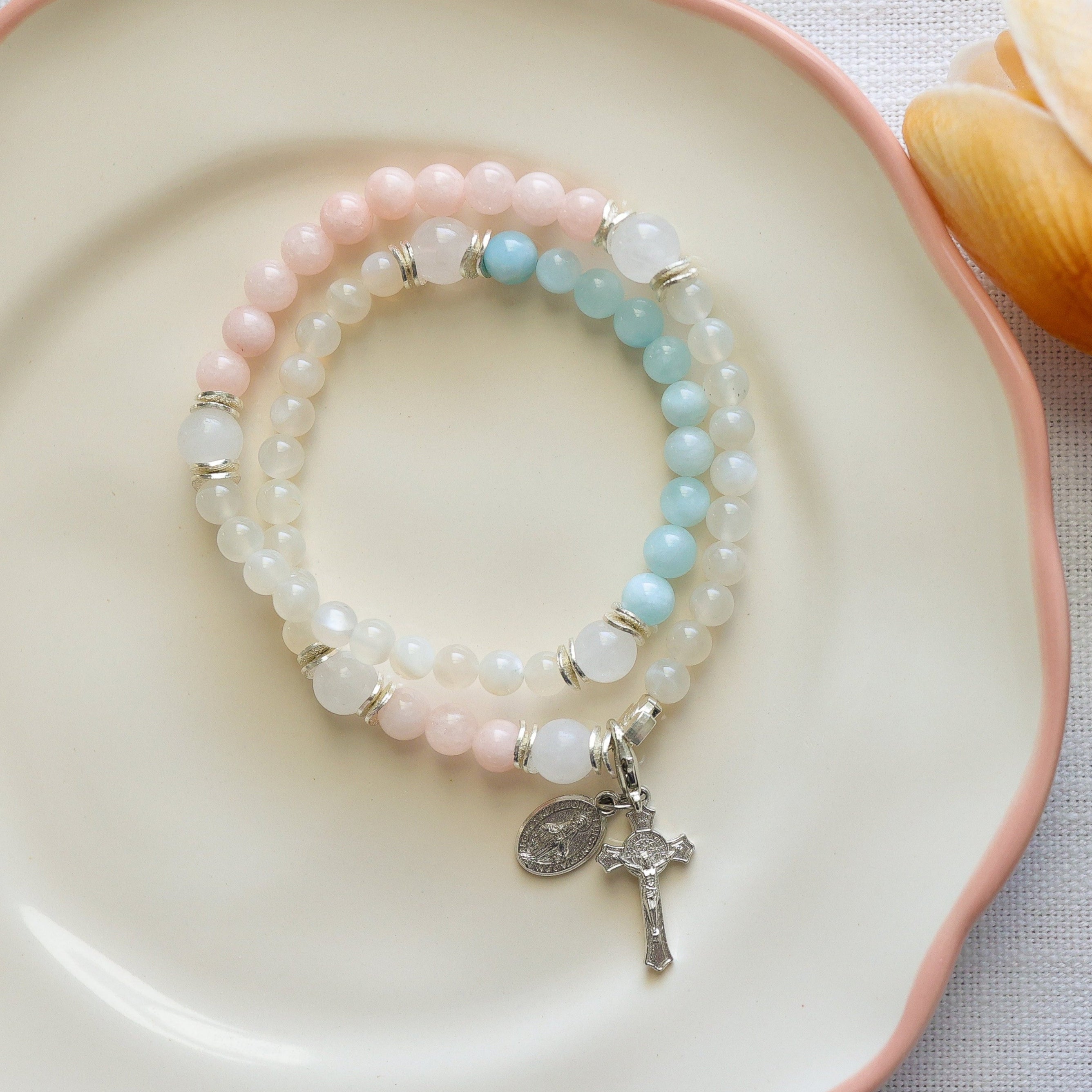 St. Zelie | Stretch and Wrap Rosary Bracelet | Hope Collection