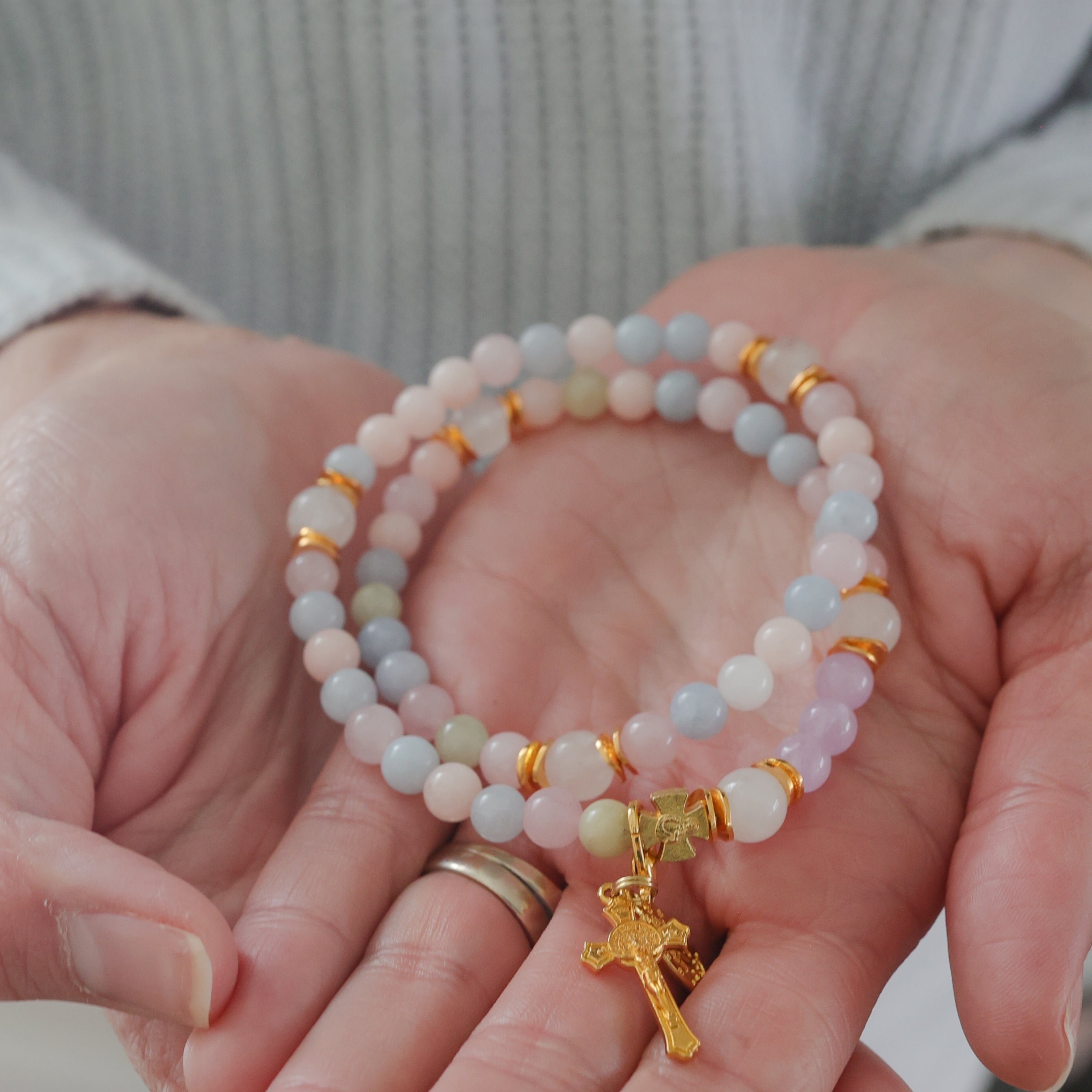 Rainbow Mama | Stretch & Wrap Rosary Bracelet | Limited Edition | Gold