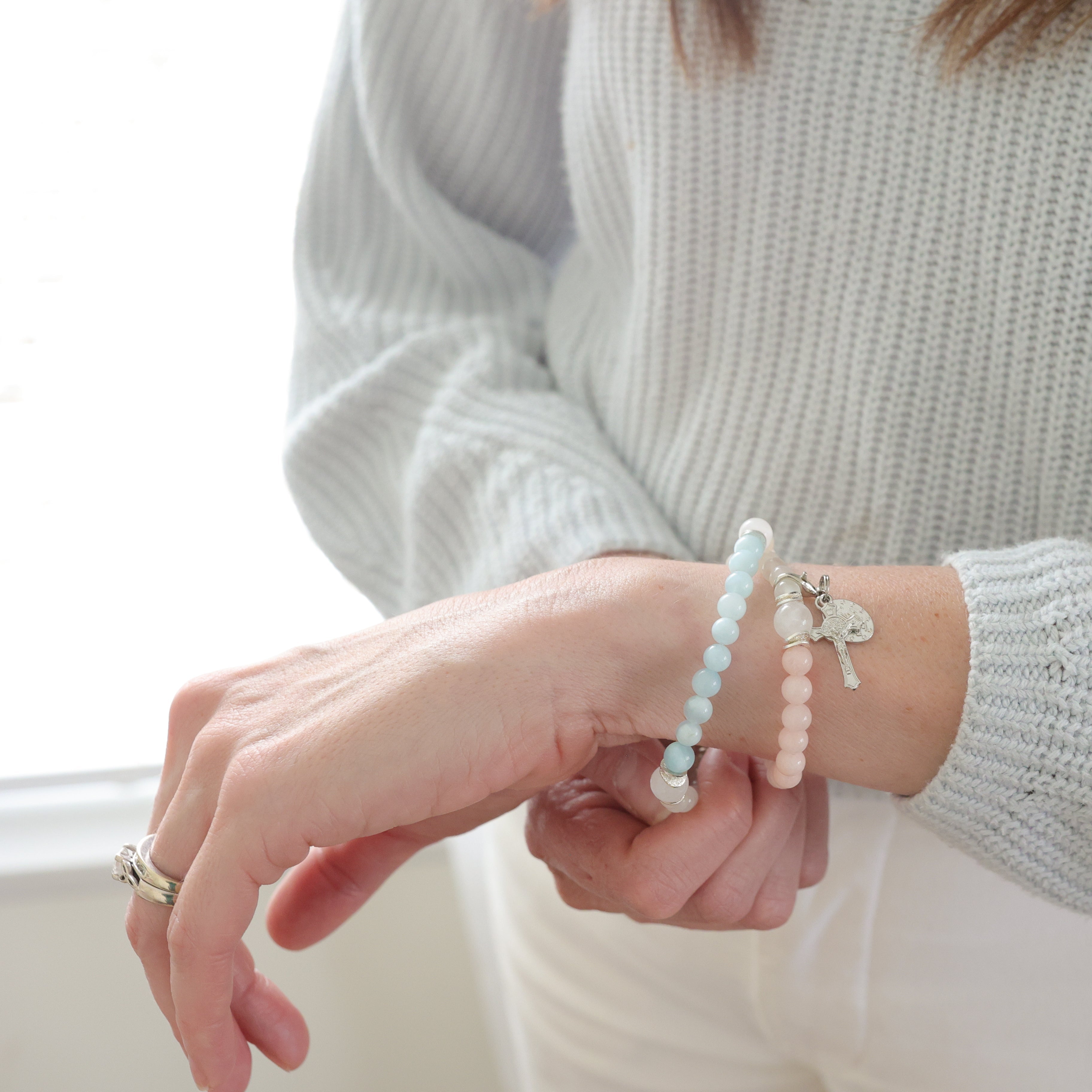 St. Zelie | Stretch and Wrap Rosary Bracelet | Hope Collection
