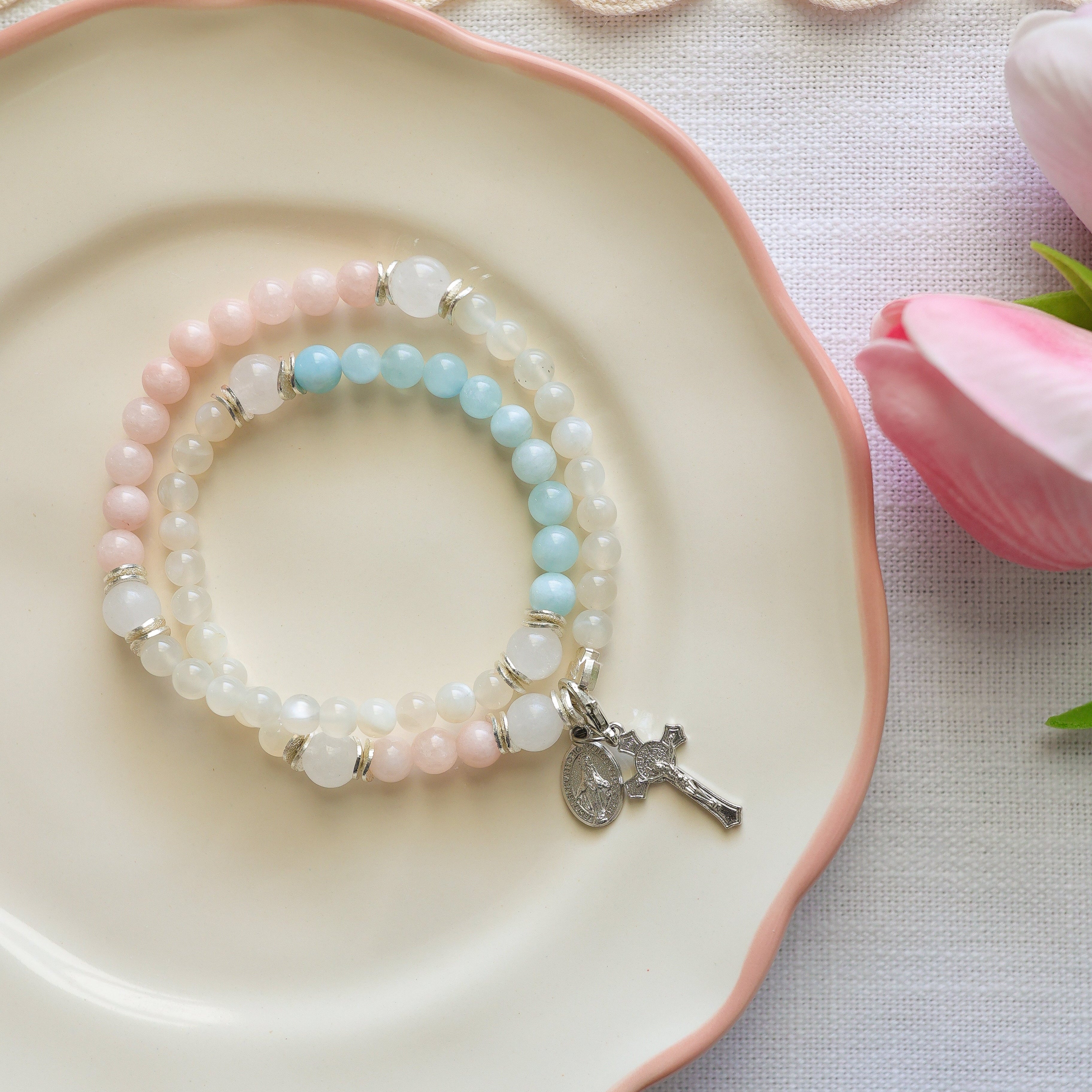 St. Zelie | Stretch and Wrap Rosary Bracelet | Hope Collection
