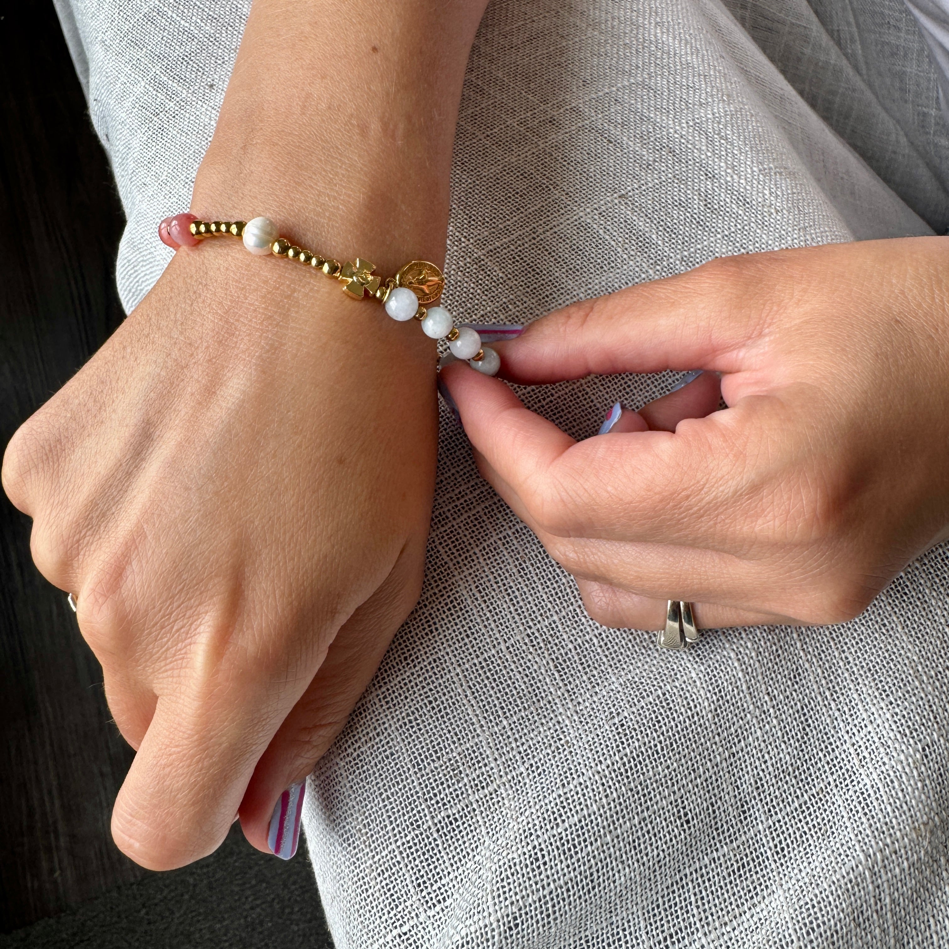 Immaculate Heart Gemstone Decade Bracelet