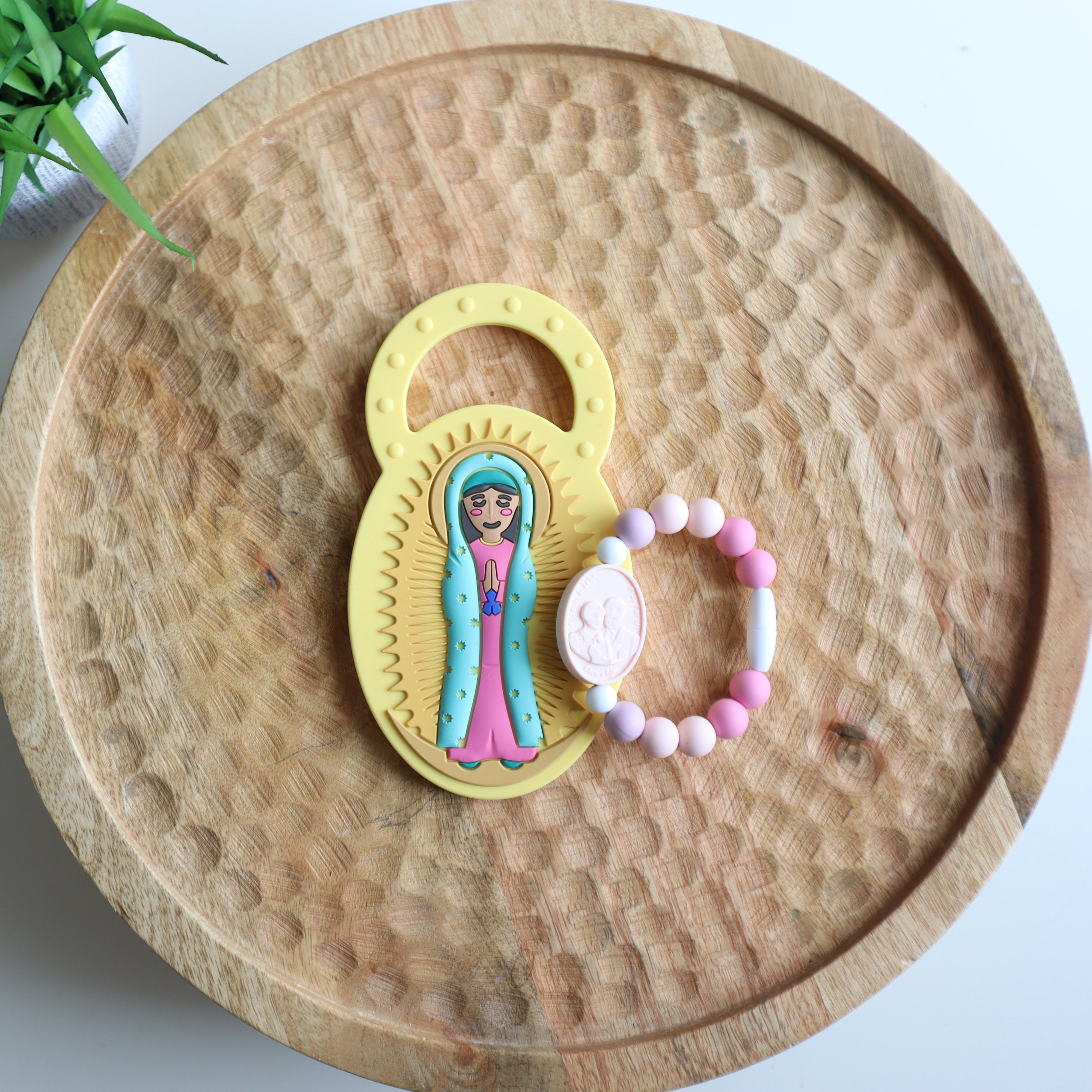 Simple Baby Gift Set| Chews Life Teether and Saint Bracelet |