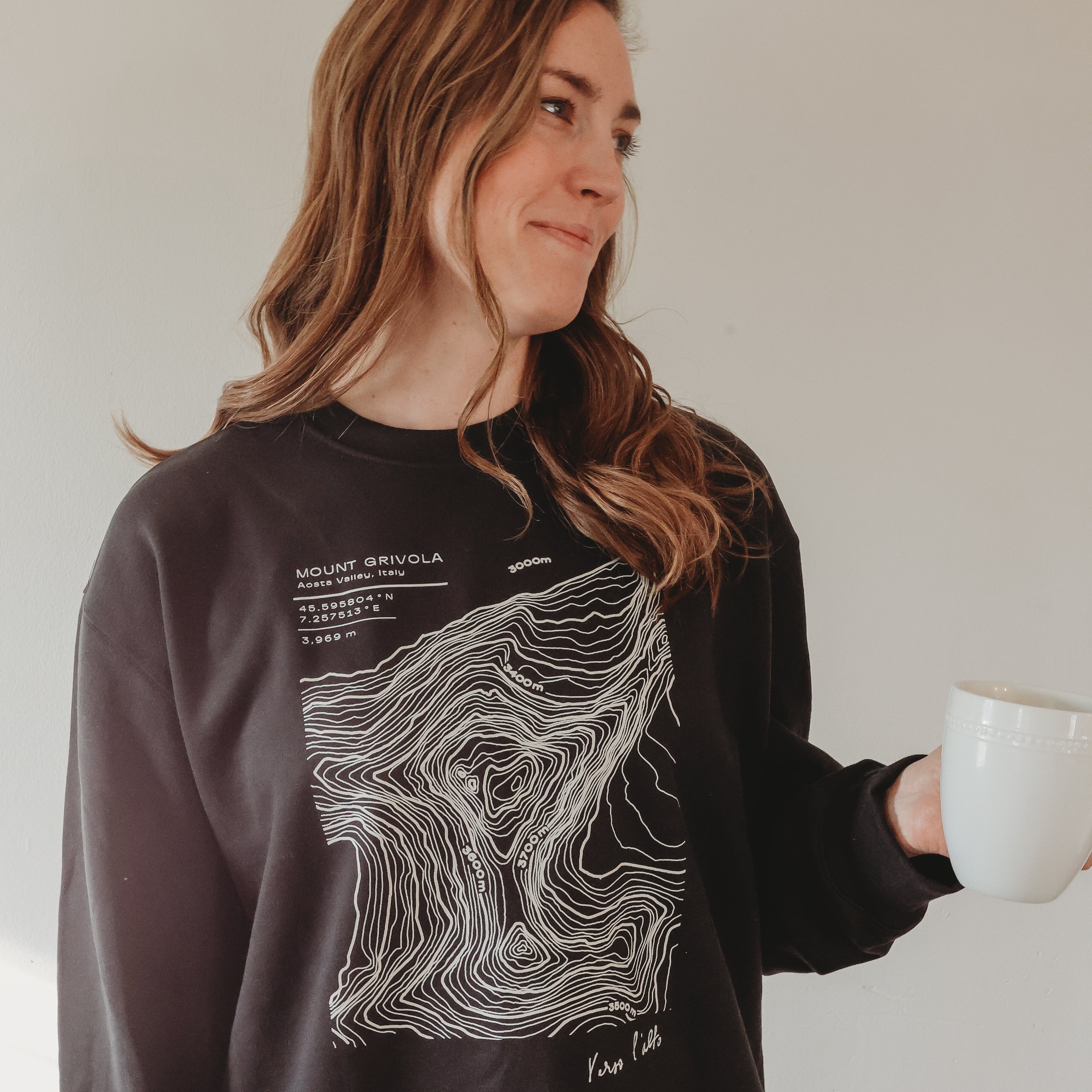 Mount Grivola | Topographic Crew Neck | Vintage Black