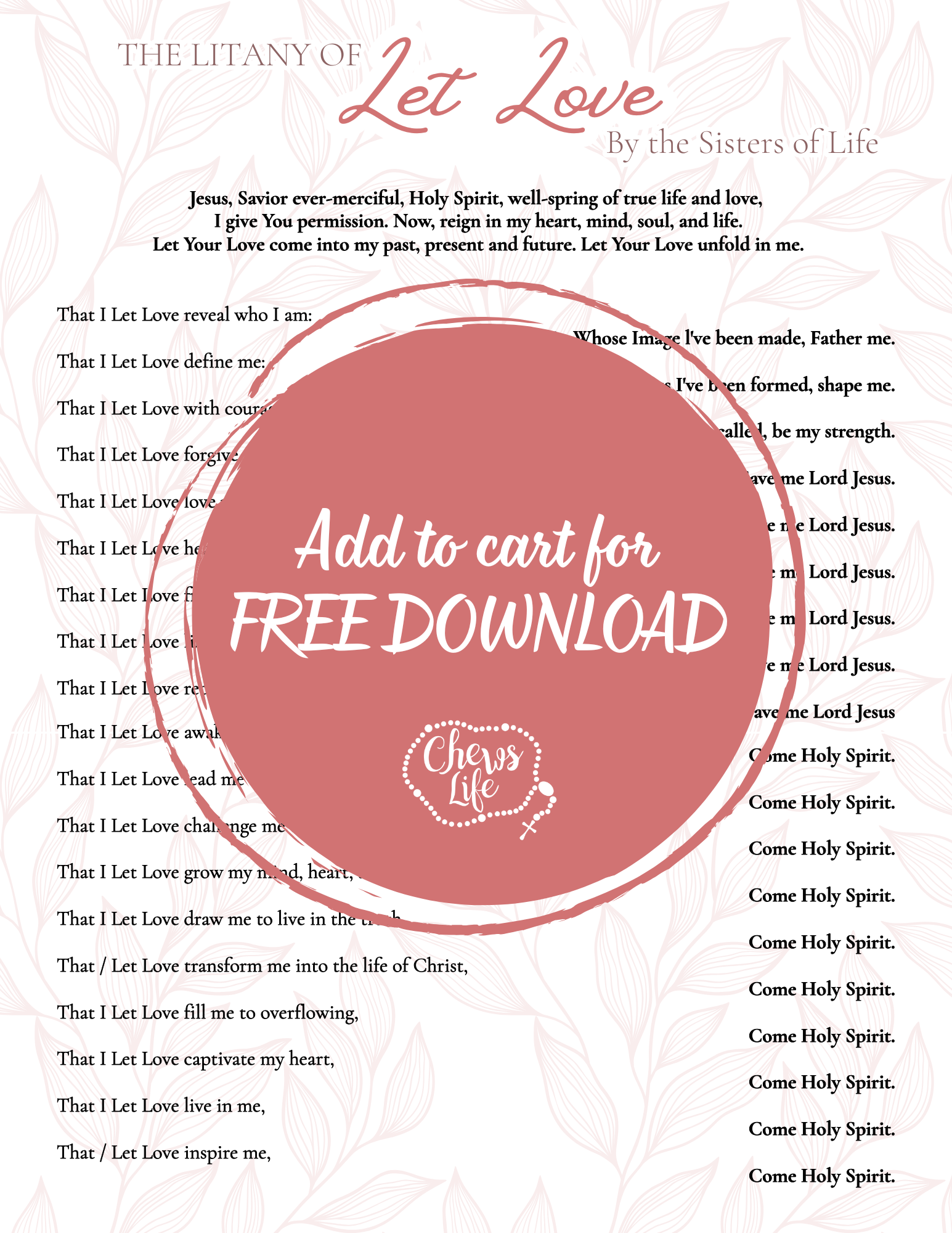 Litany of "Let Love" | Free Resource