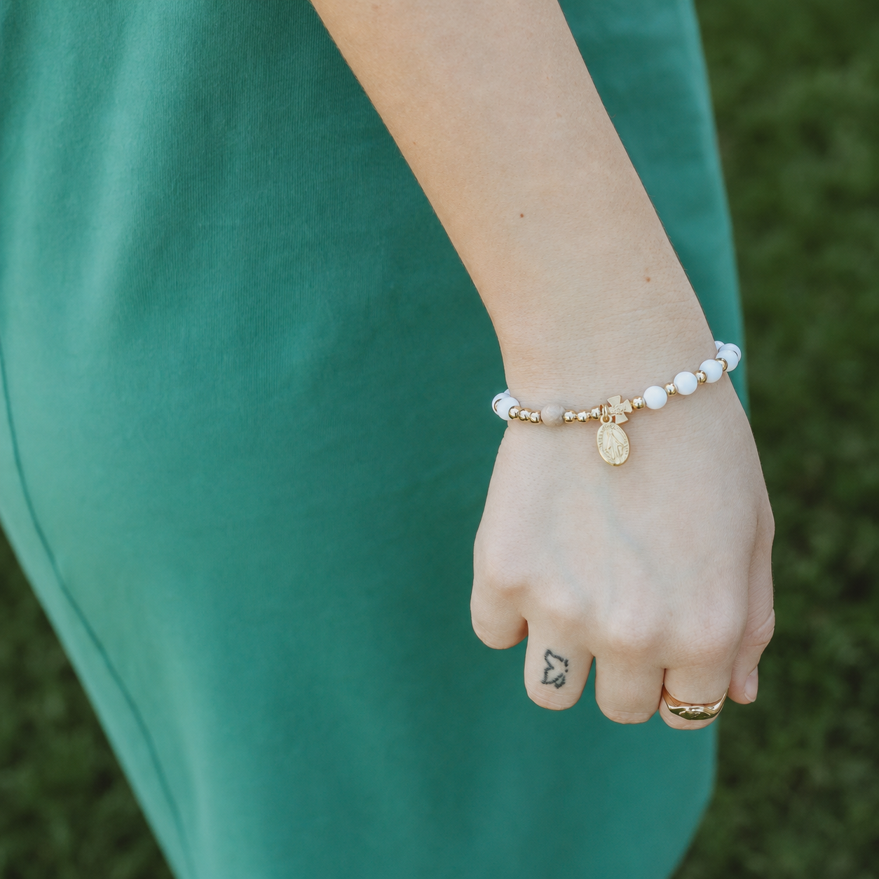 Virgin Mary Miraculous Medal Gemstone Decade Bracelet