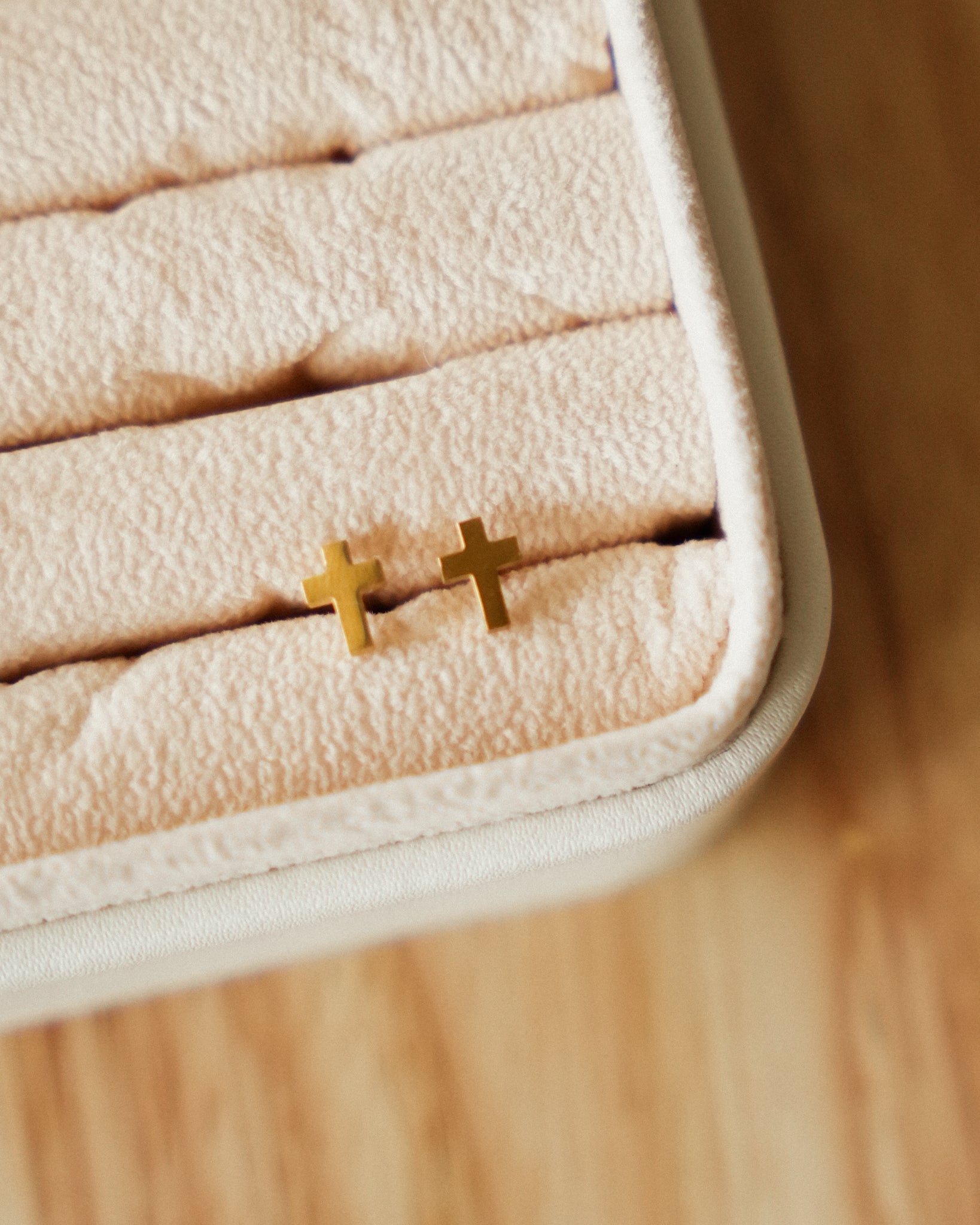 Dainty Cross Stud Earrings | Gold | Blessed is She