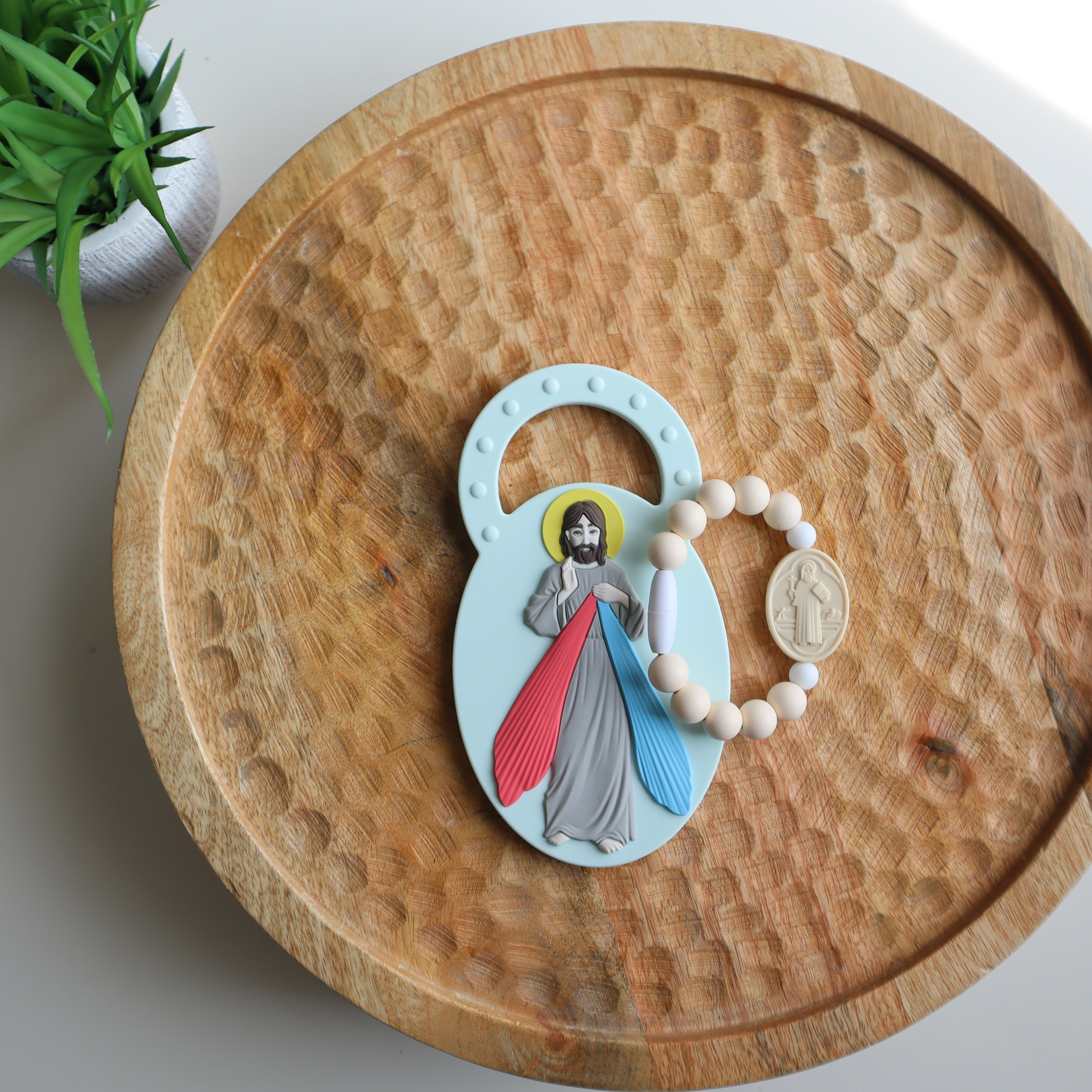 Simple Baby Gift Set| Chews Life Teether and Saint Bracelet |