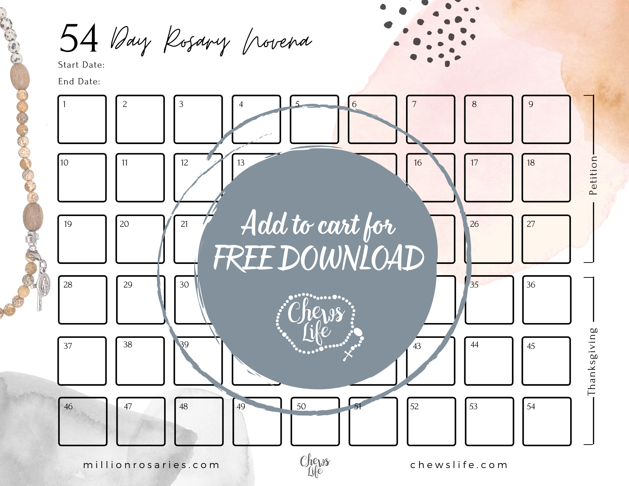 54 Day Rosary Novena Tracker | Free!