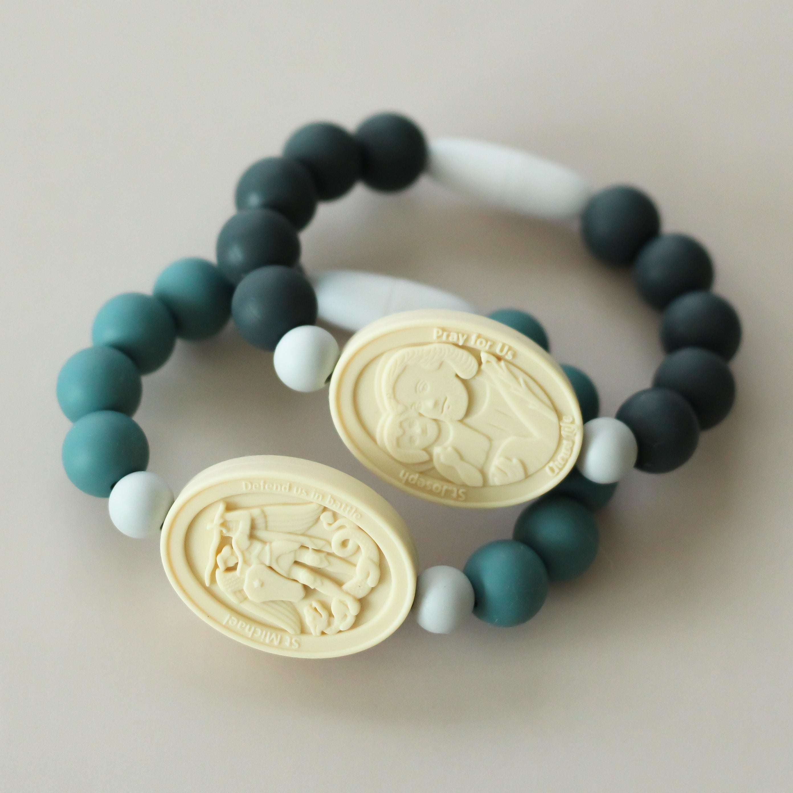 St. Joseph and St. Michael Saint Bracelet | Gray