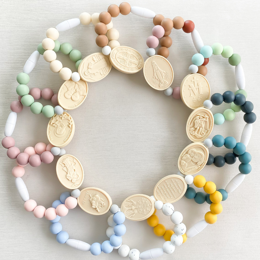 St. Joseph and St. Michael Saint Bracelet | Gray