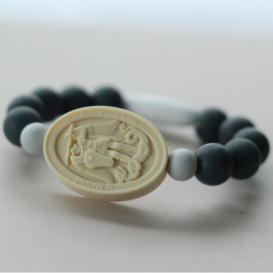 St. Joseph and St. Michael Saint Bracelet | Gray