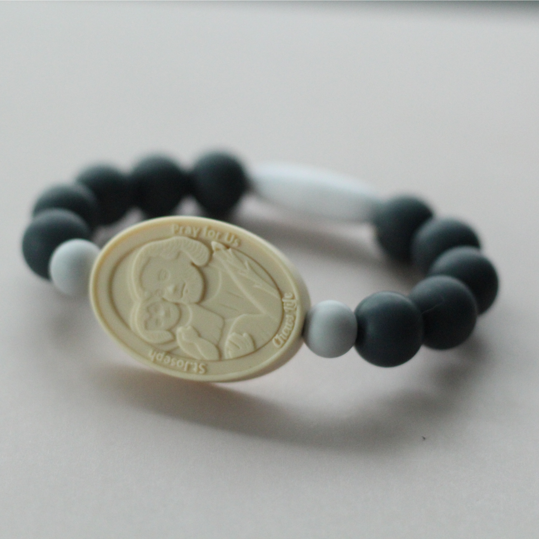 St. Joseph and St. Michael Saint Bracelet | Gray