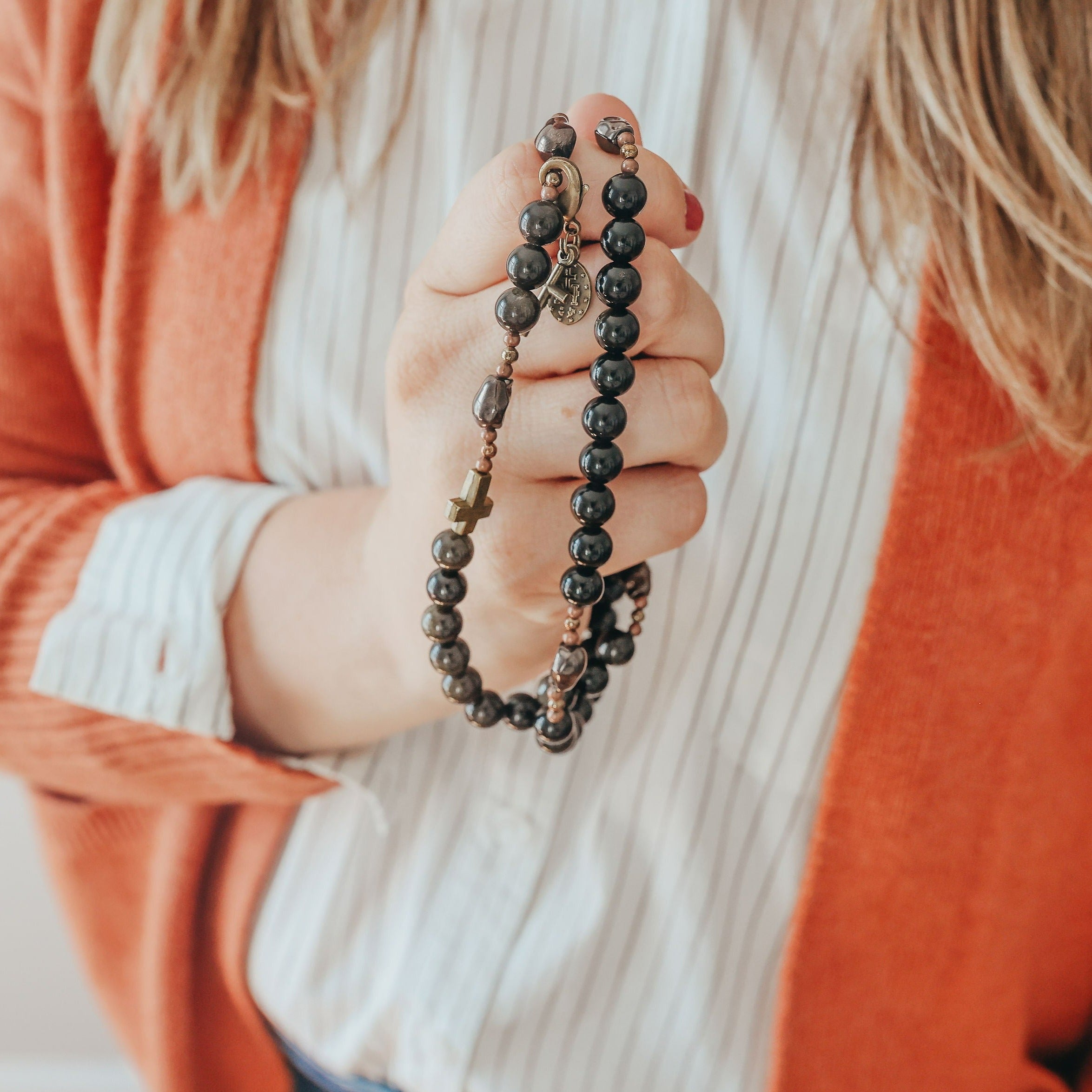 Memento Mori | Triple Wrap Rosary Bracelet