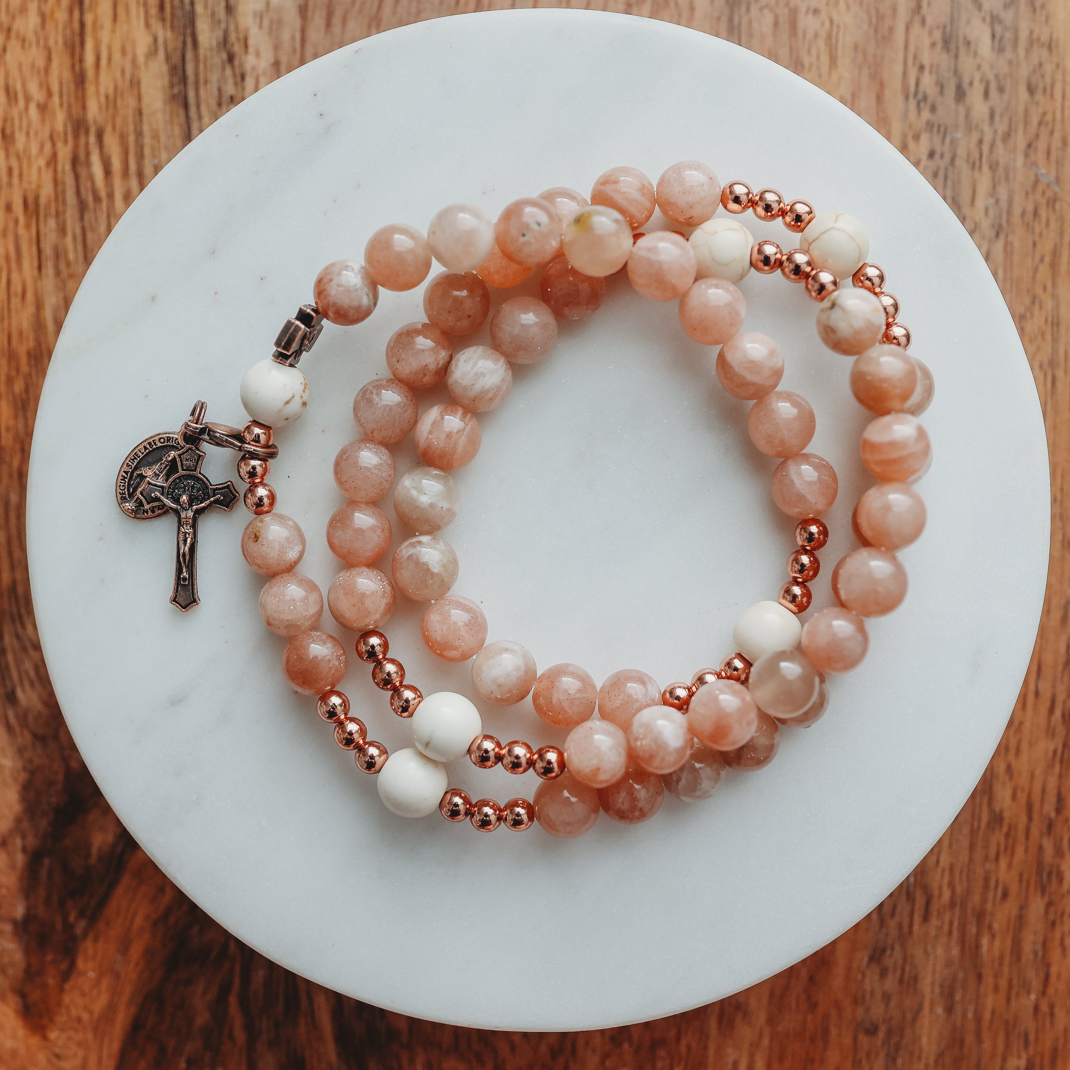 Shower of Roses | Triple Wrap Rosary Bracelet | Small-Medium
