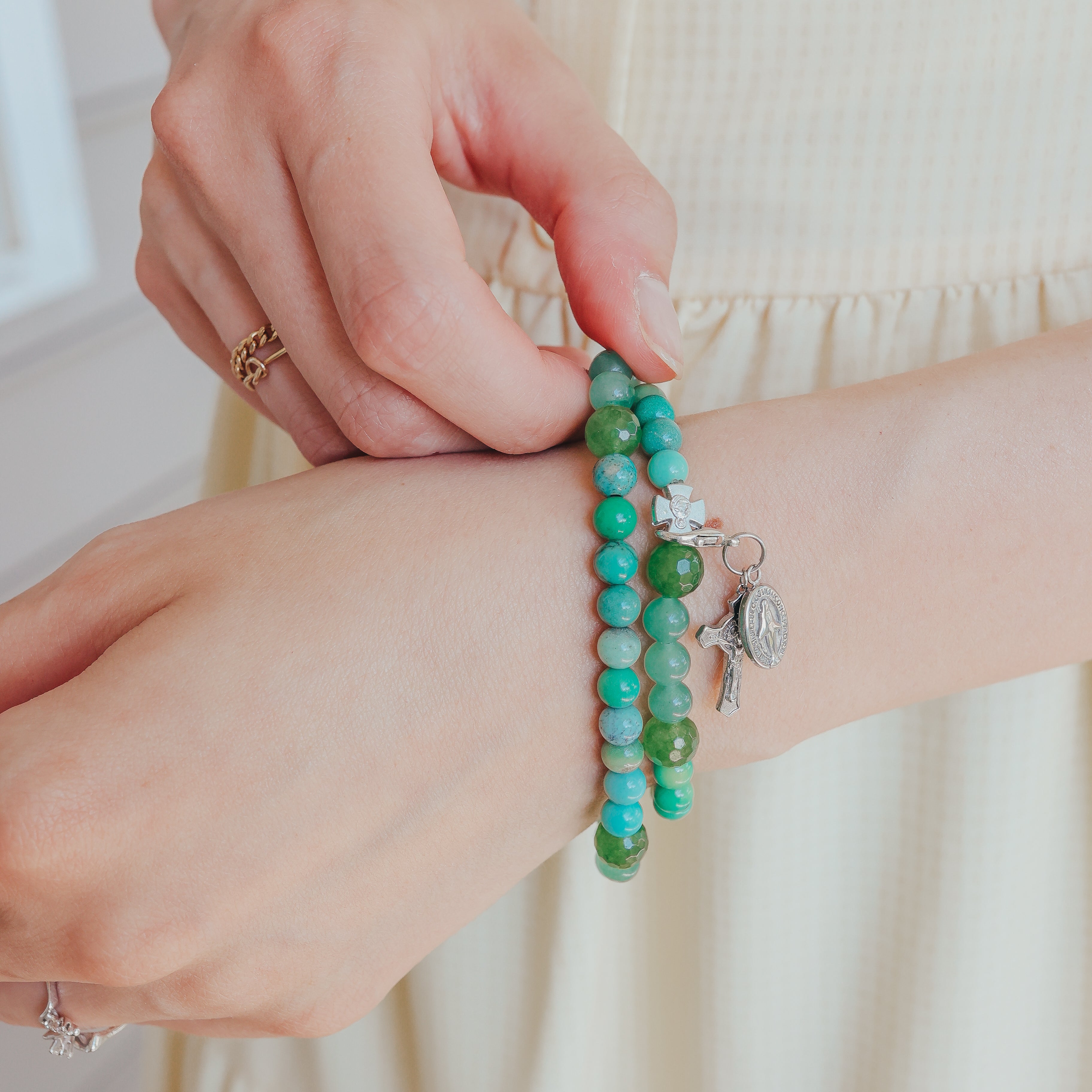 St. Bernadette  | Chews Life Rosary Bracelet | Summer Collection
