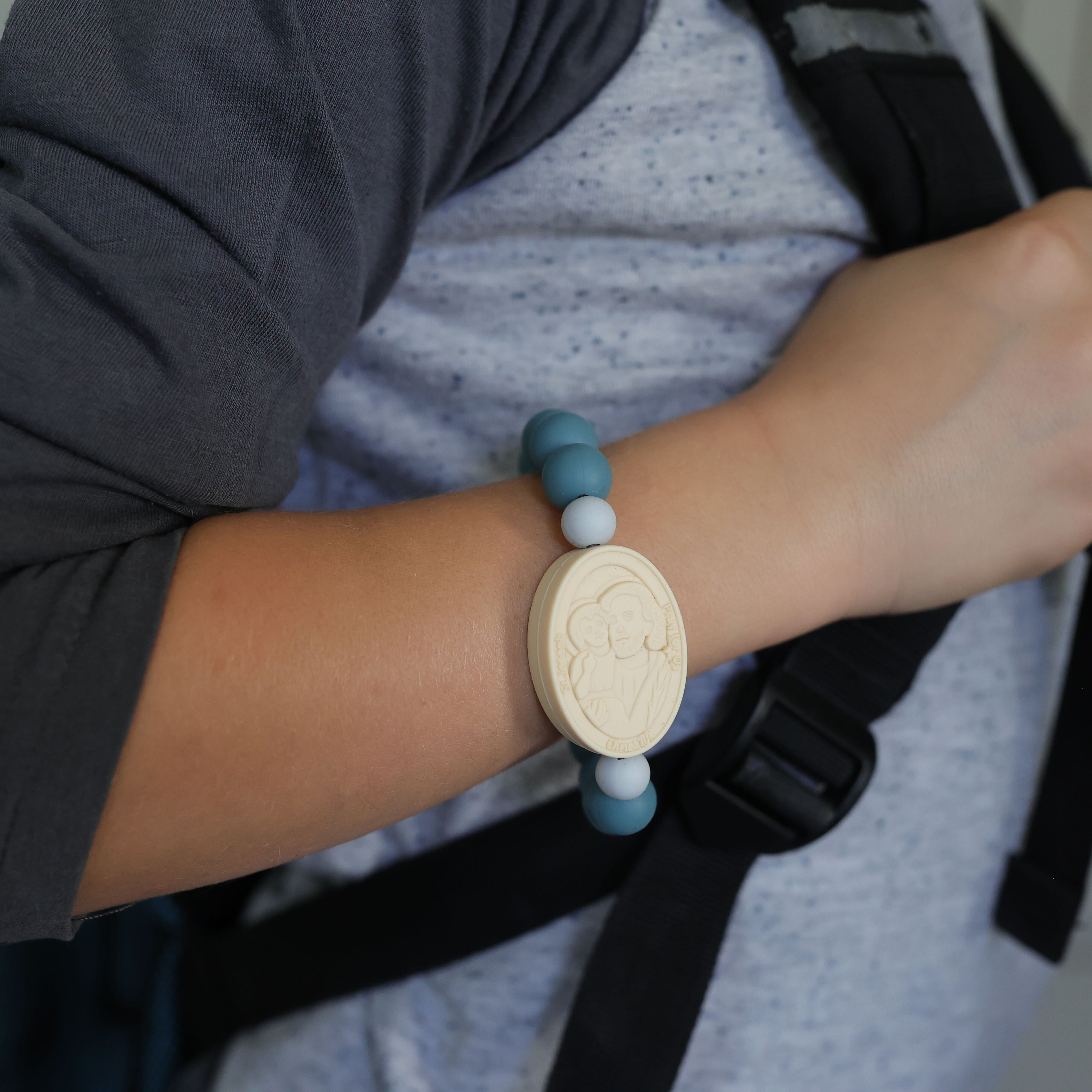 St. Joseph and St. Michael Saint Bracelet | Teal