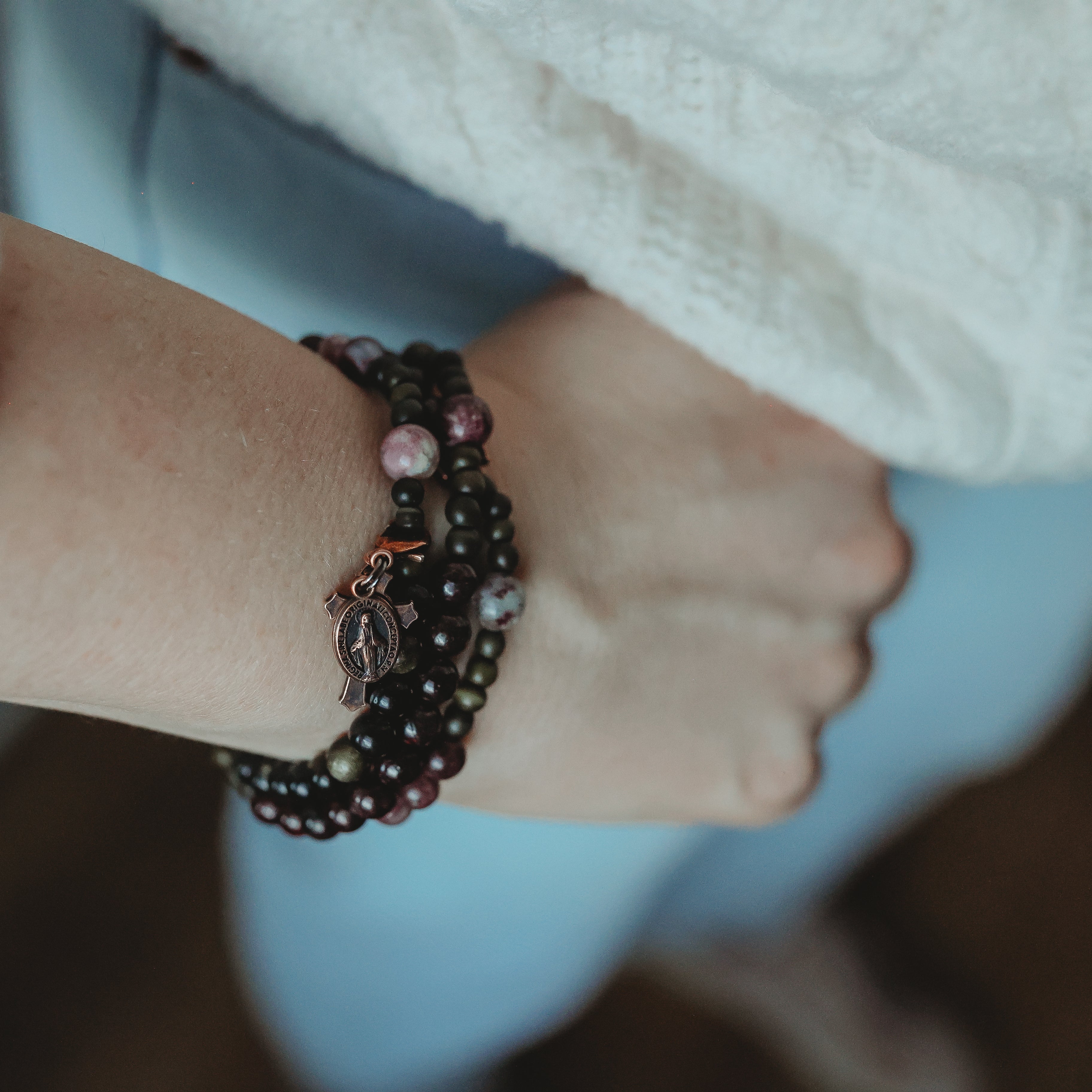 Lenten Triple Wrap Rosary Bracelet