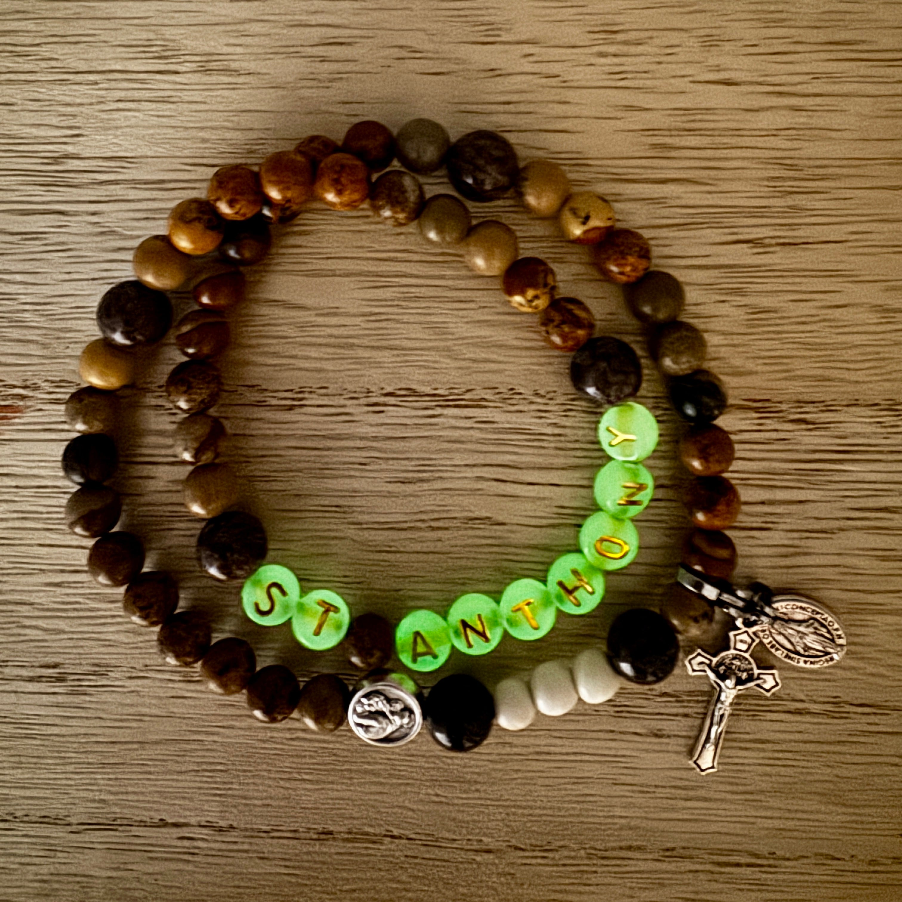 St.Anthony Double Wrap Rosary Bracelet | Glow in the Dark