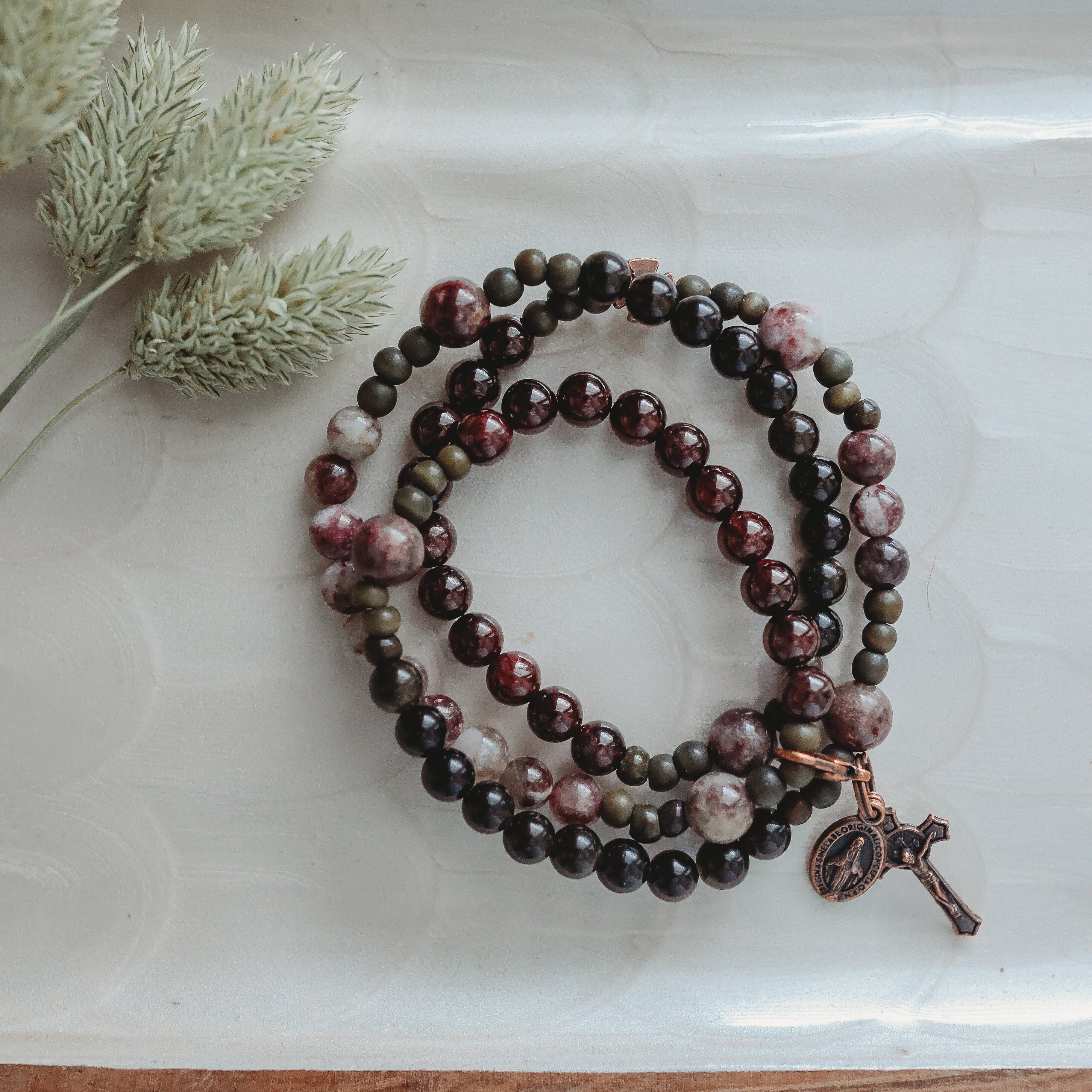 Lenten Triple Wrap Rosary Bracelet