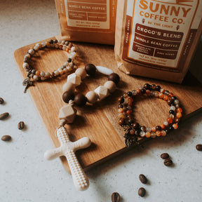 St. Drogo Dark Roast | Stretch & Wrap Rosary Bracelet