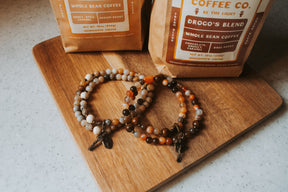 St. Drogo Dark Roast | Stretch & Wrap Rosary Bracelet