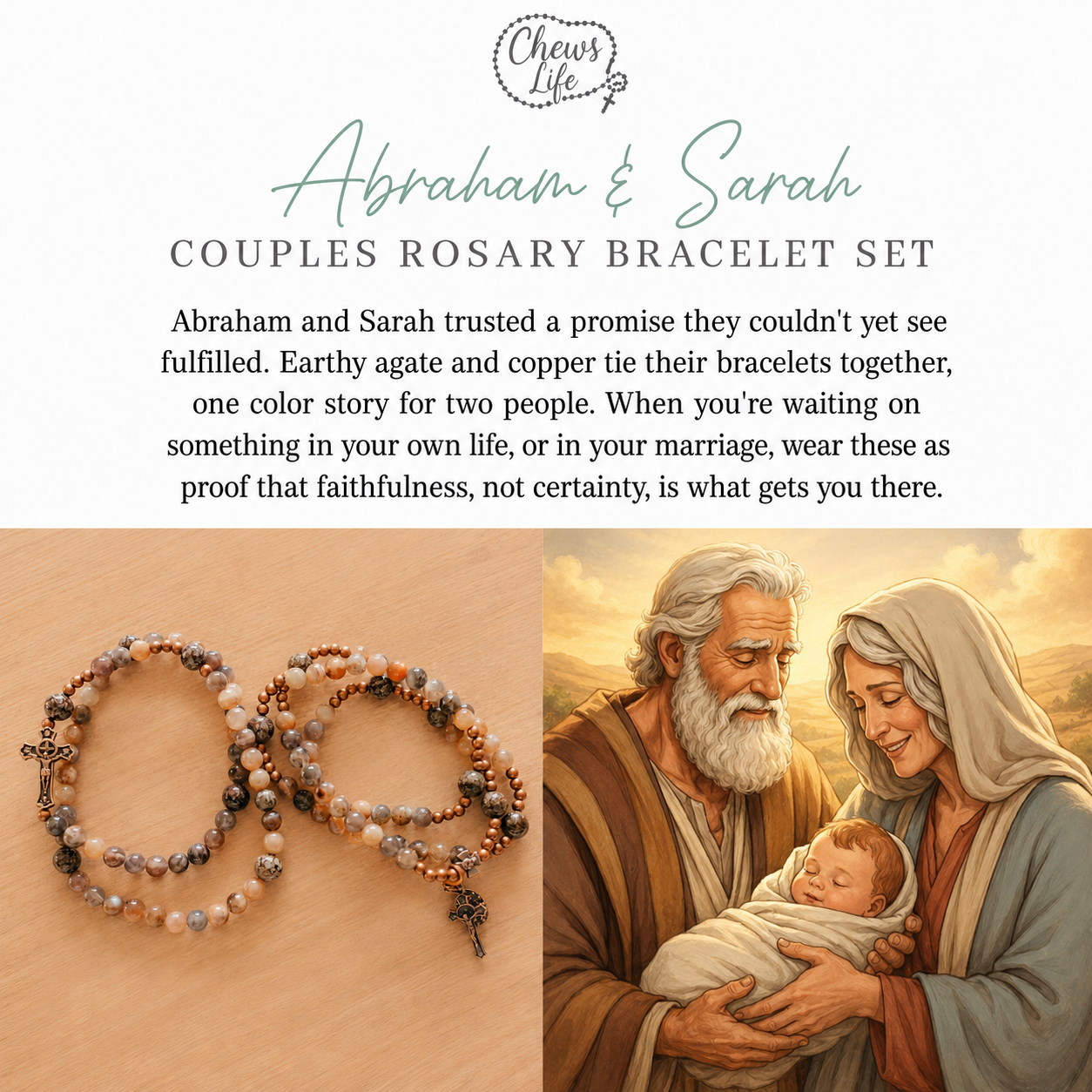 Abraham and Sarah | Couples Rosary Bracelet Set