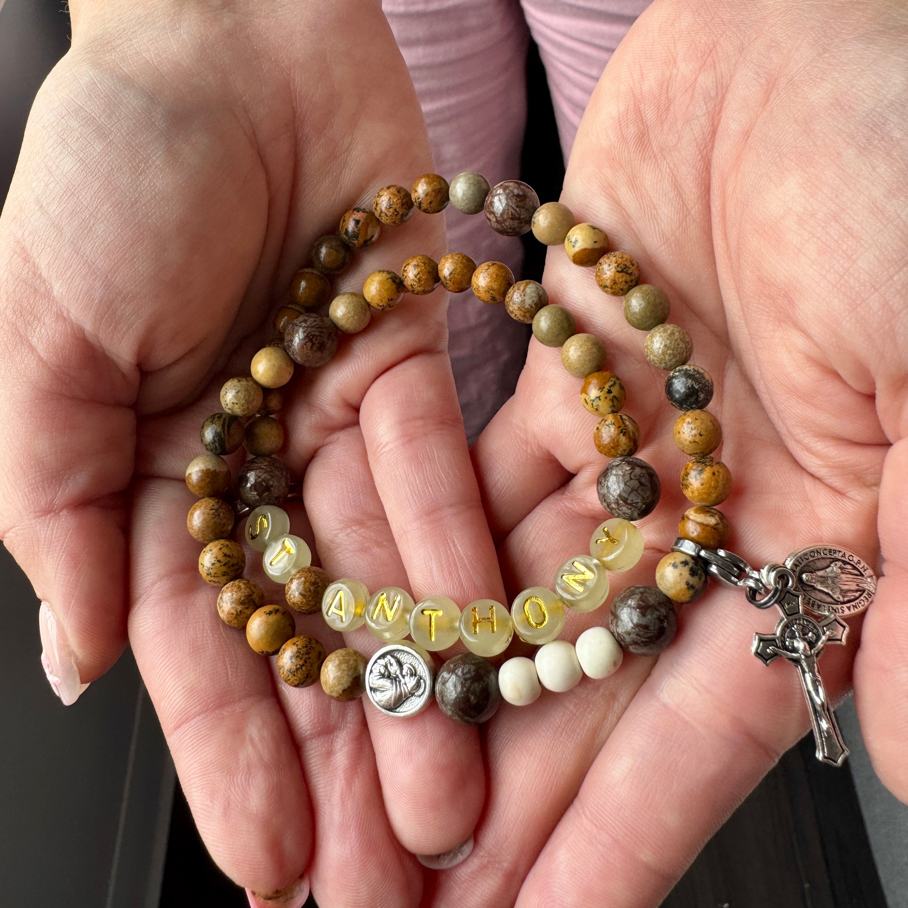 St.Anthony Double Wrap Rosary Bracelet | Glow in the Dark