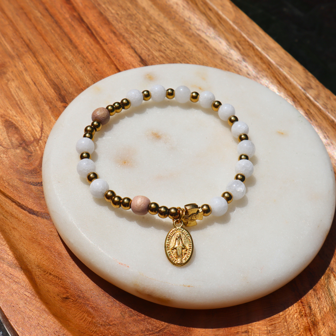 Mary {Blessed Mother} Gemstone Decade Bracelet