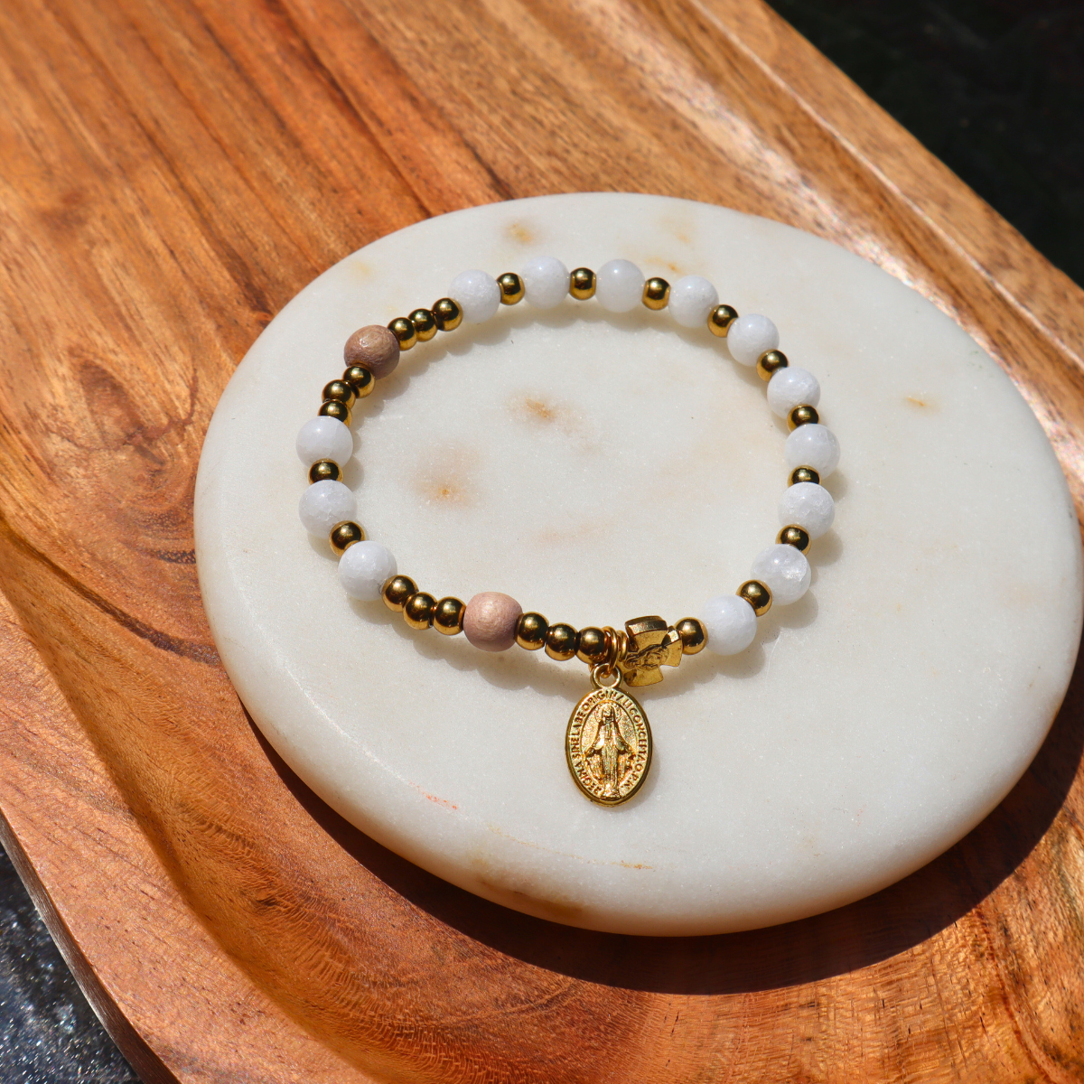Mary {Blessed Mother} Gemstone Decade Bracelet
