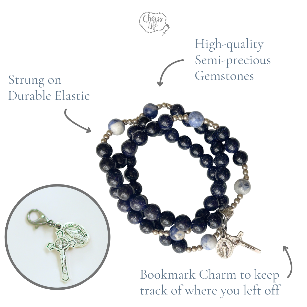 Stella Maris | Triple Stretch & Wrap Rosary Bracelet