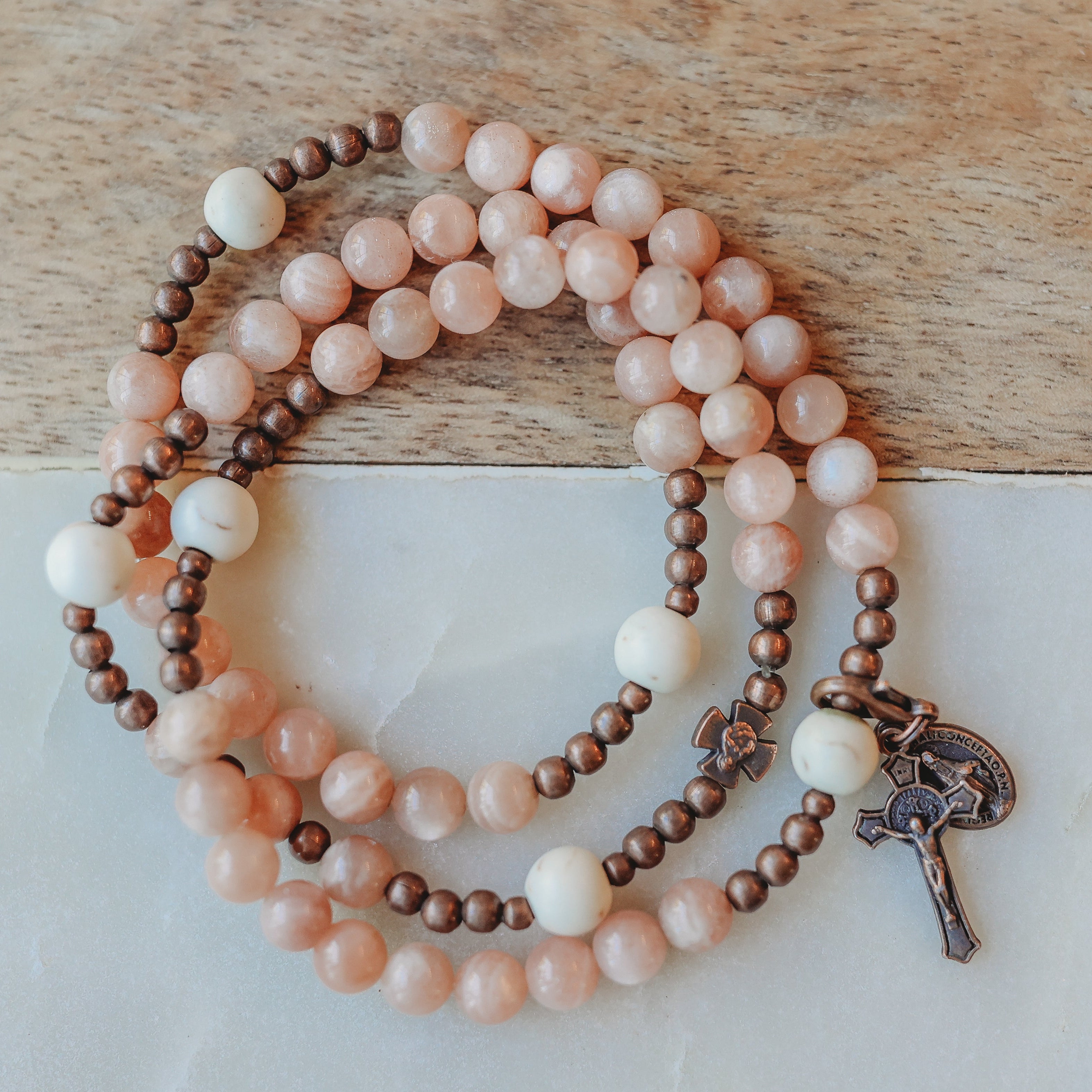 Shower of Roses | Triple Wrap Rosary Bracelet | Small-Medium