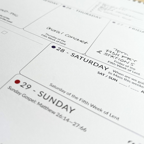 Family Liturgical Planner | Quarterly Calendar Subscription