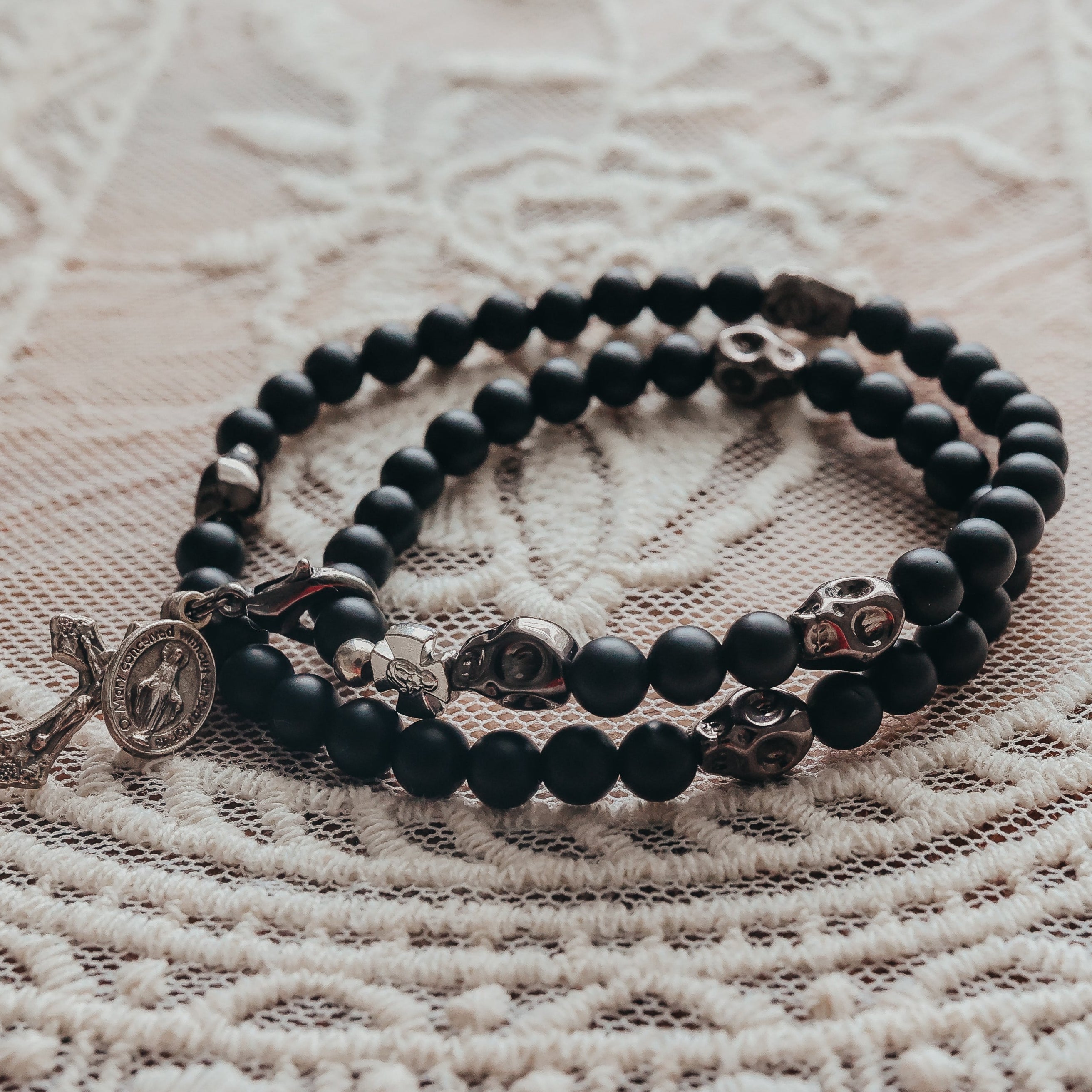 Memento Mori | Stretch and Wrap Rosary Bracelet