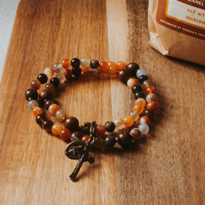 St. Drogo Dark Roast | Stretch & Wrap Rosary Bracelet