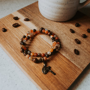 St. Drogo Dark Roast | Stretch & Wrap Rosary Bracelet