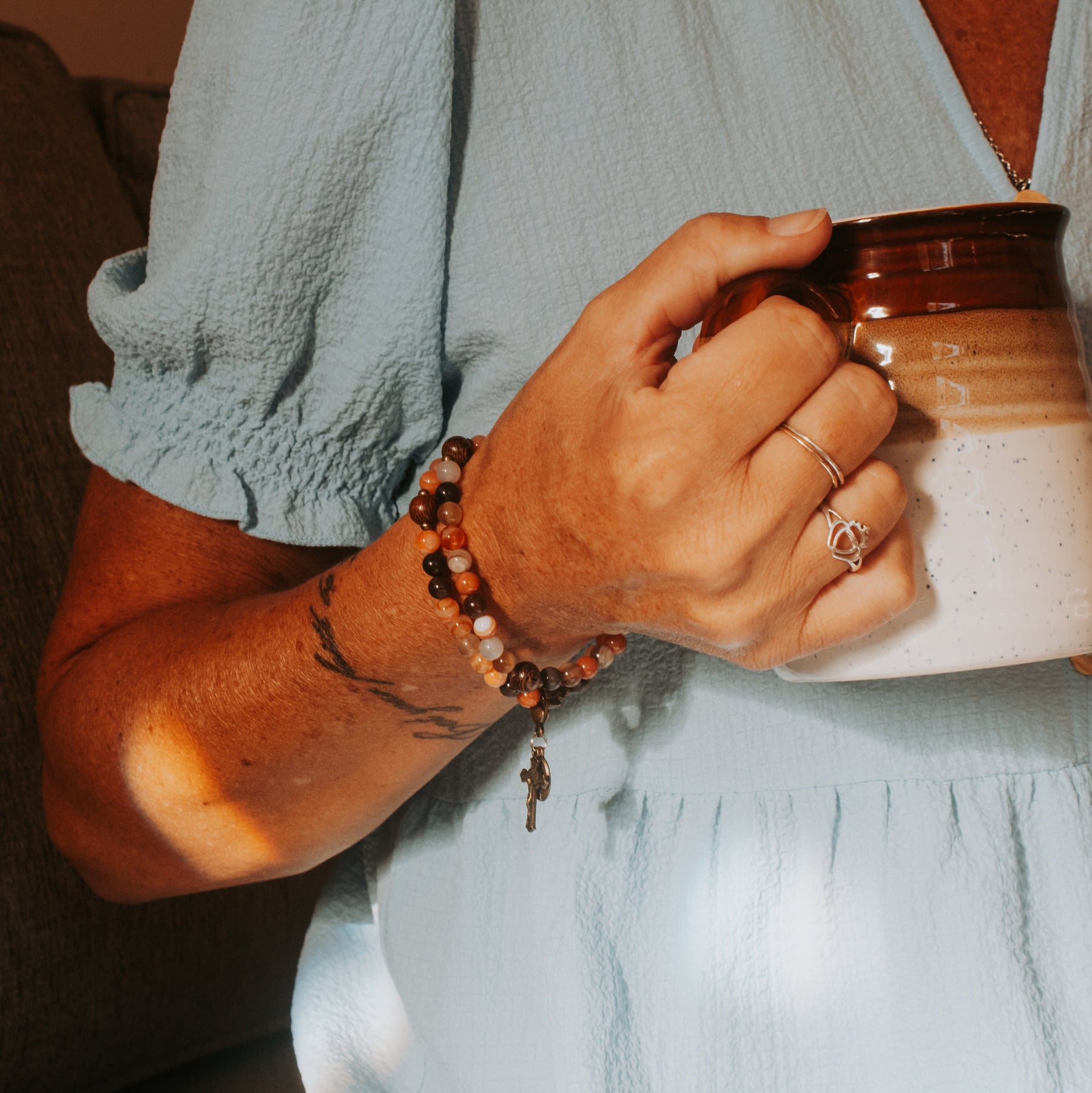 St. Drogo Dark Roast | Stretch & Wrap Rosary Bracelet