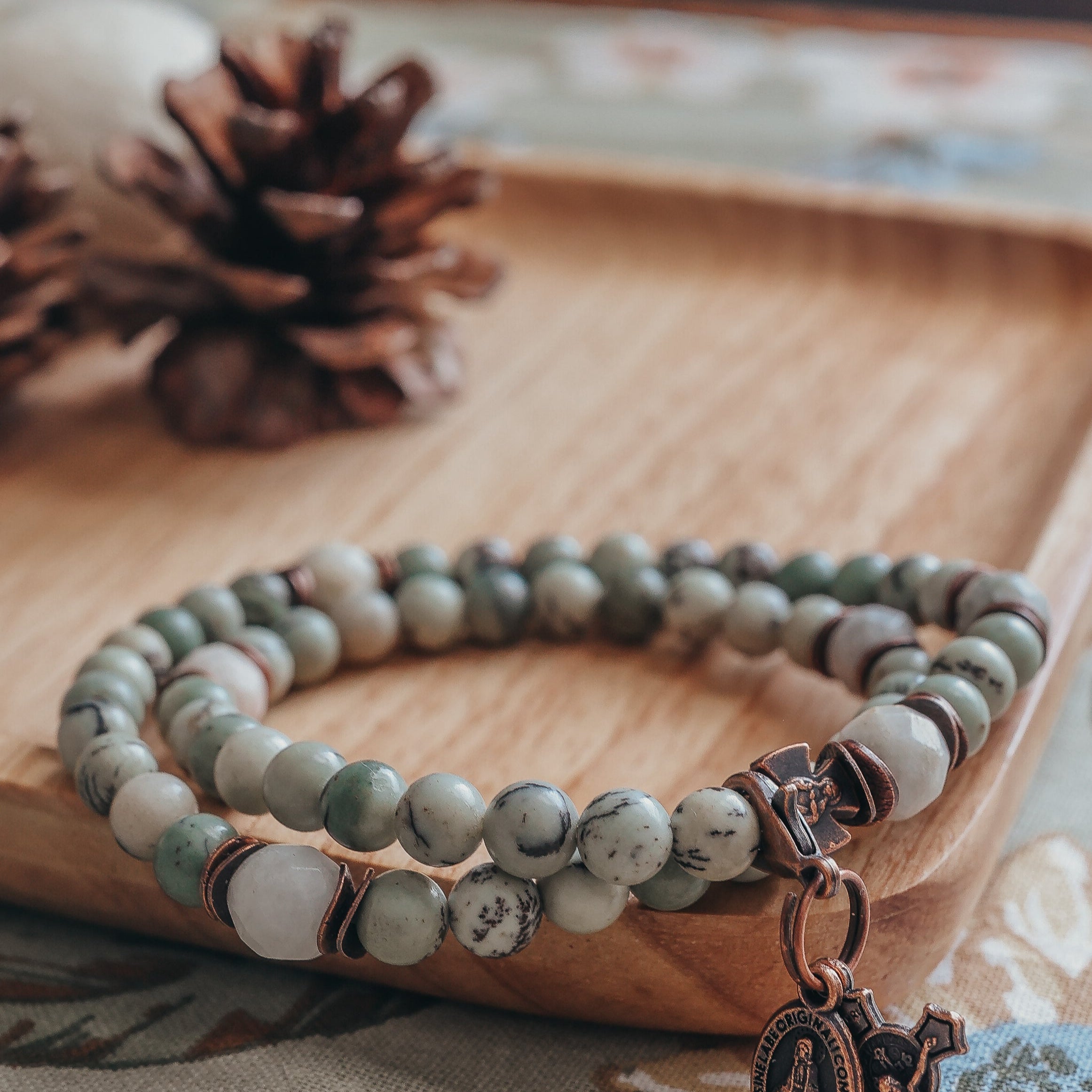 Saint Francis | Chews Life Gemstone Double Wrap Rosary Bracelet | Fall Collection